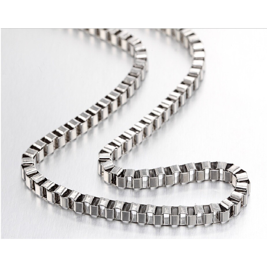 925 Sterling Silver 16″-32″ inch Italian Box Chain Necklace with Rhodium Finish