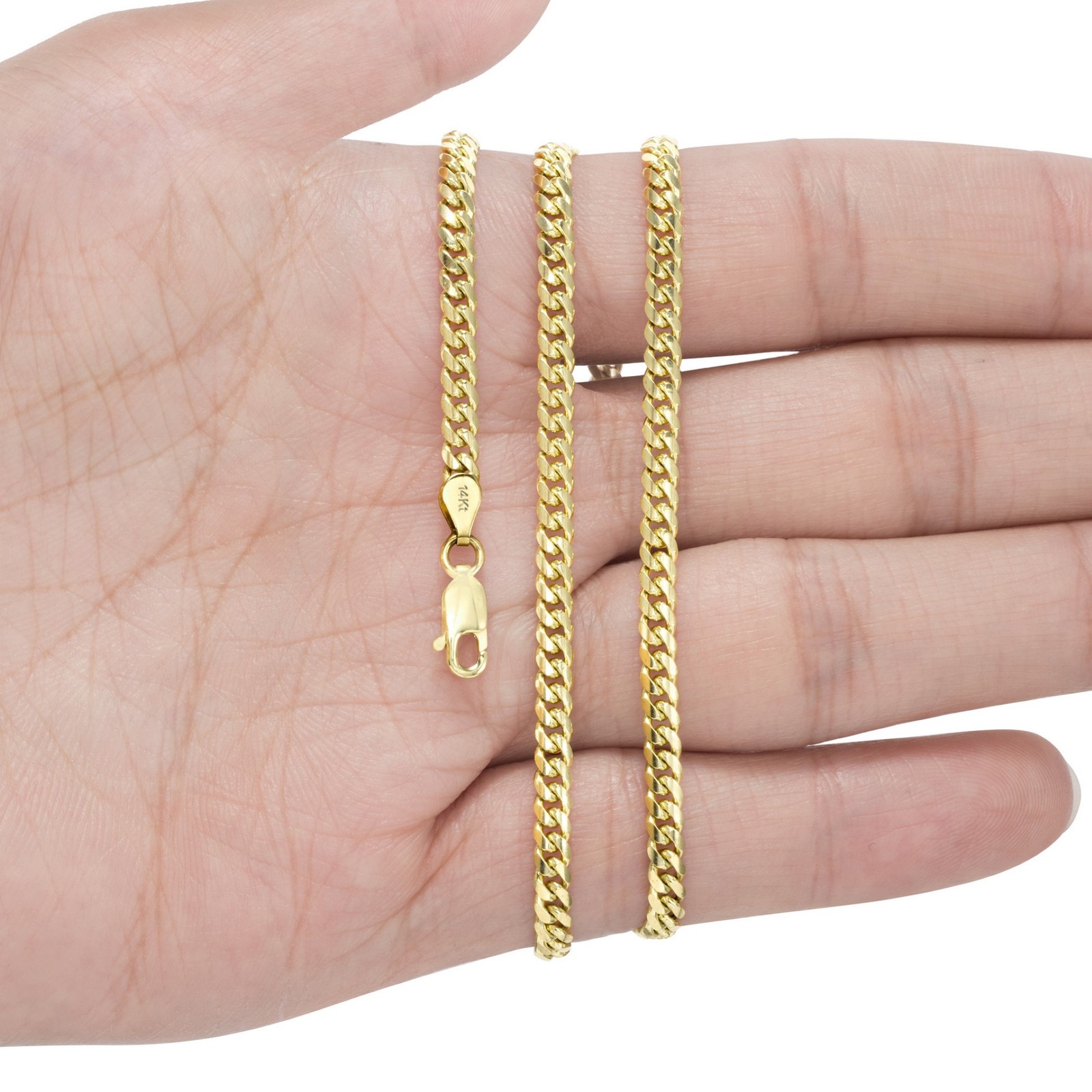 14K Yellow Gold Solid 3.5mm Miami Cuban Link Chain Bracelet Mens Womens 7″ 8″ 9″