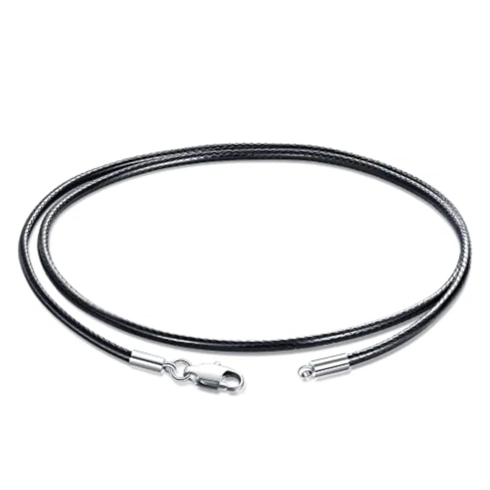 Braided PU Leather Necklace Cord Waxed Rope Stainless Steel Clasp Chain Men UK