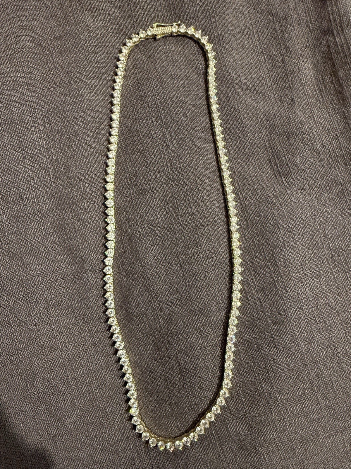 Yellow Gold Tennis Chain Prong Necklace 20 Inches