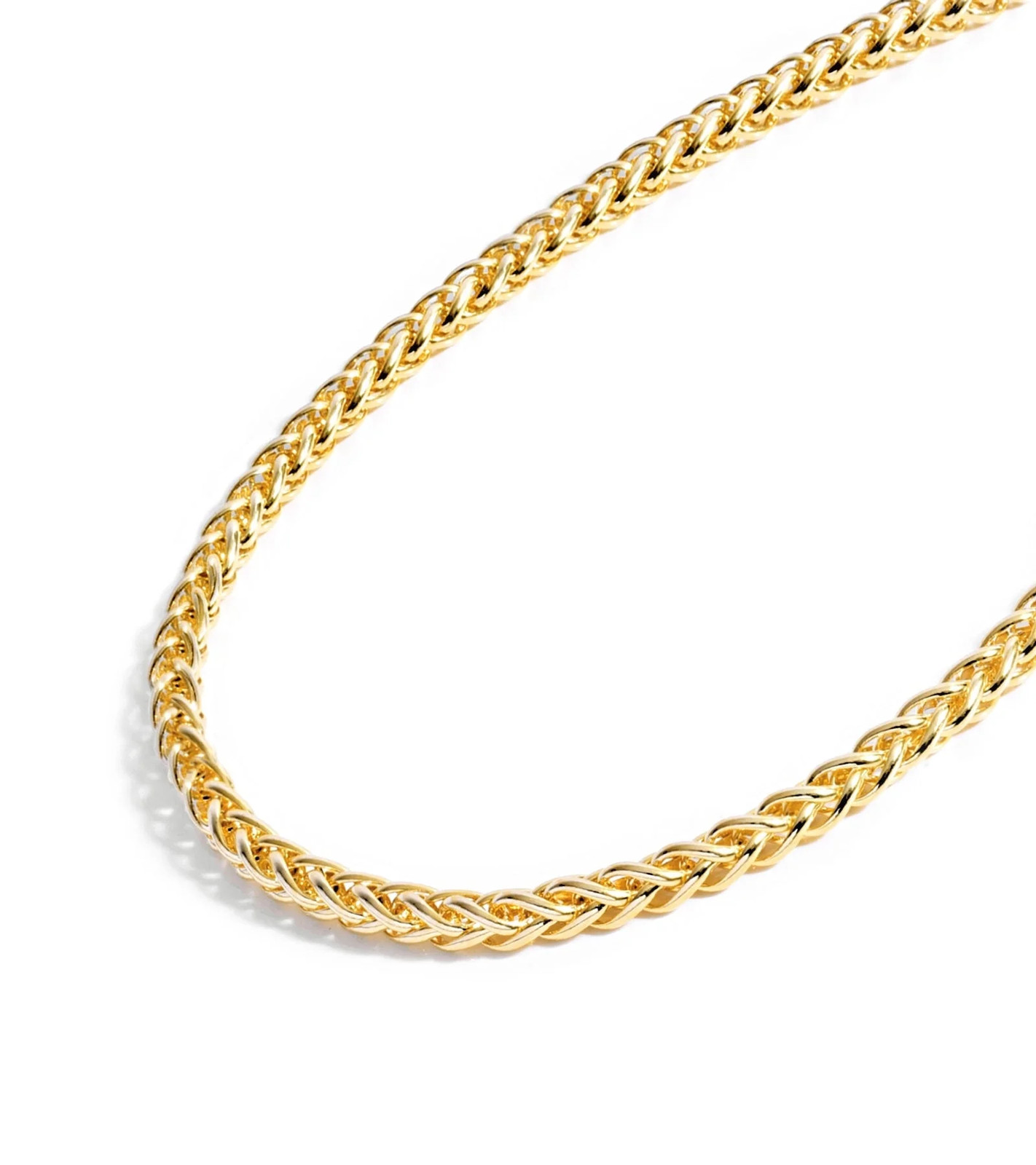 Gold Chain Necklace Collection – 14K Solid Yellow Gold Filled round Wheat/Palm C