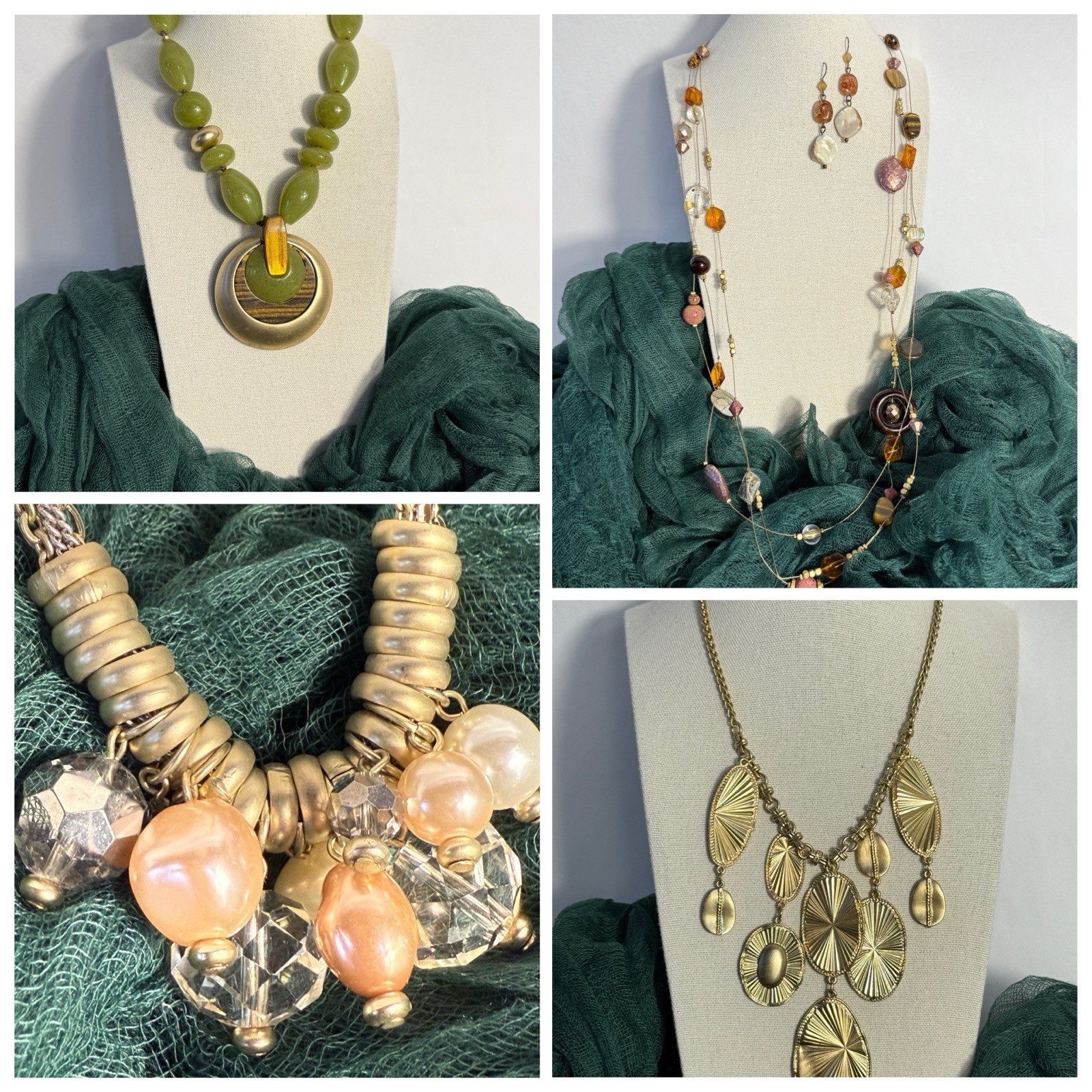 Lot of 4 Chico’s Costume Statement Accessory Necklaces Various Lengths+ Earrings