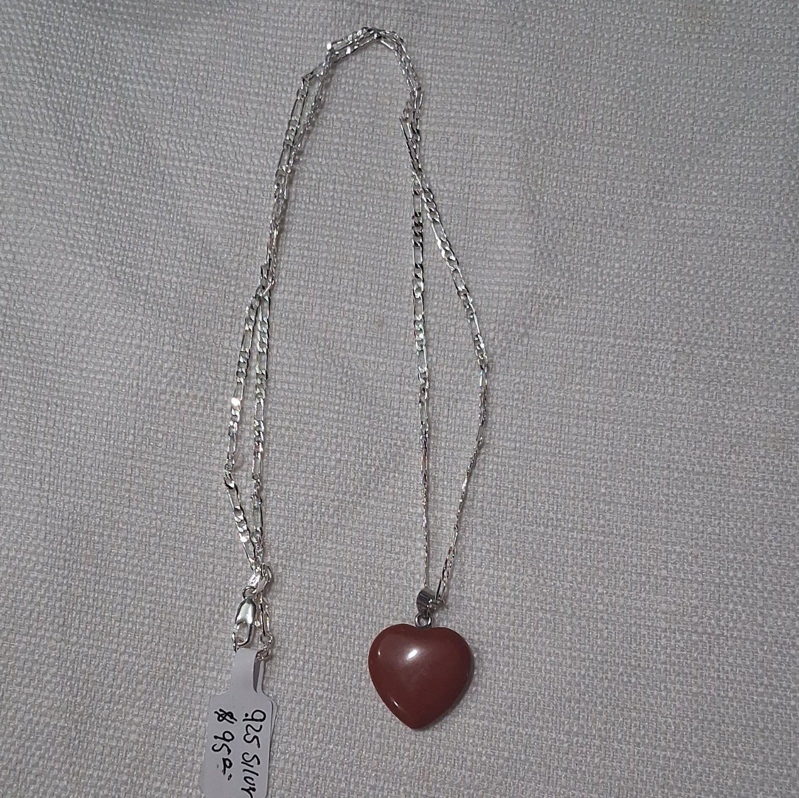 Silver 925 Chain Cornoline Stone Color Red 925 Silver