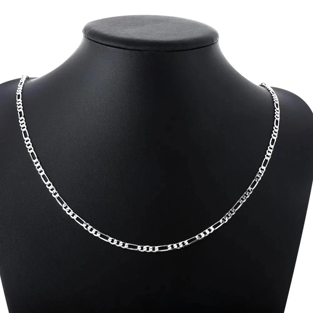 40-75cm 925 Sterling Silver 16-30″” Fine 4MM Chain Necklaces