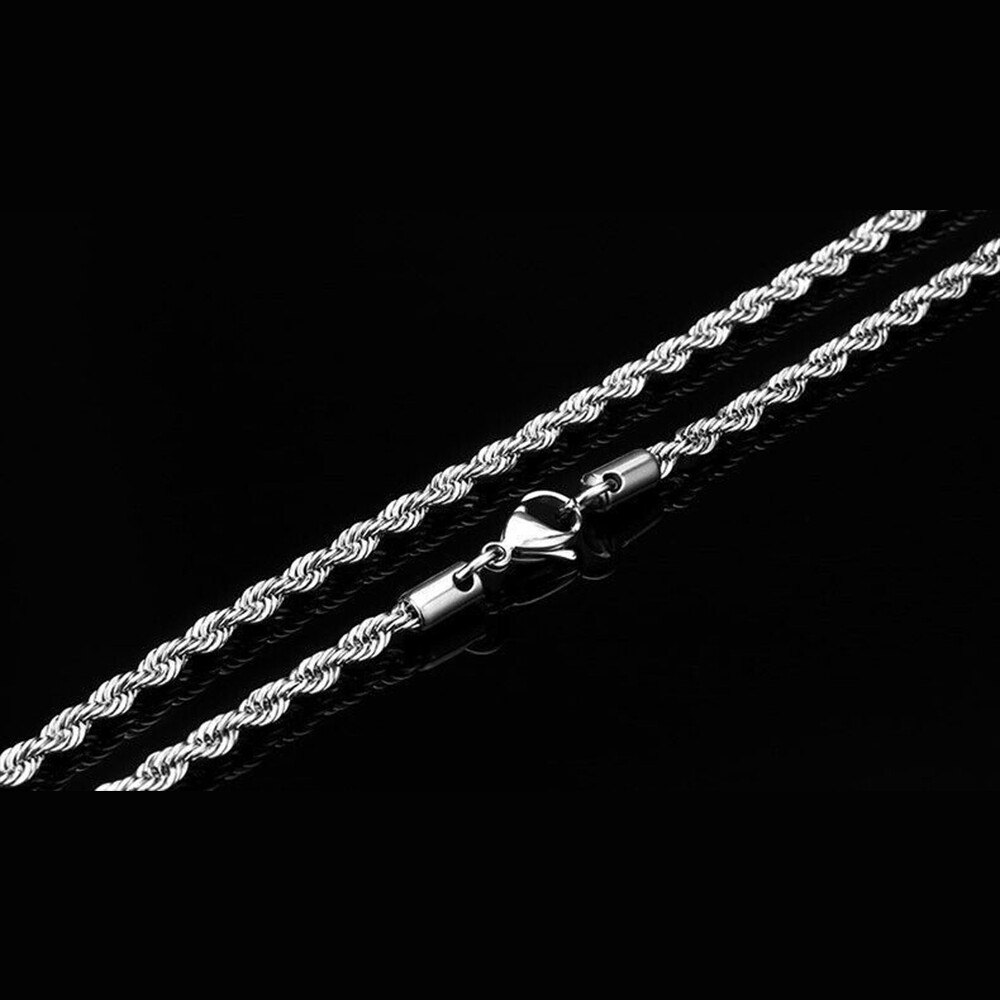Men Women Stainless Steel Silver 2mm/3mm/4mm/5mm Rope Necklace Chain Link C11