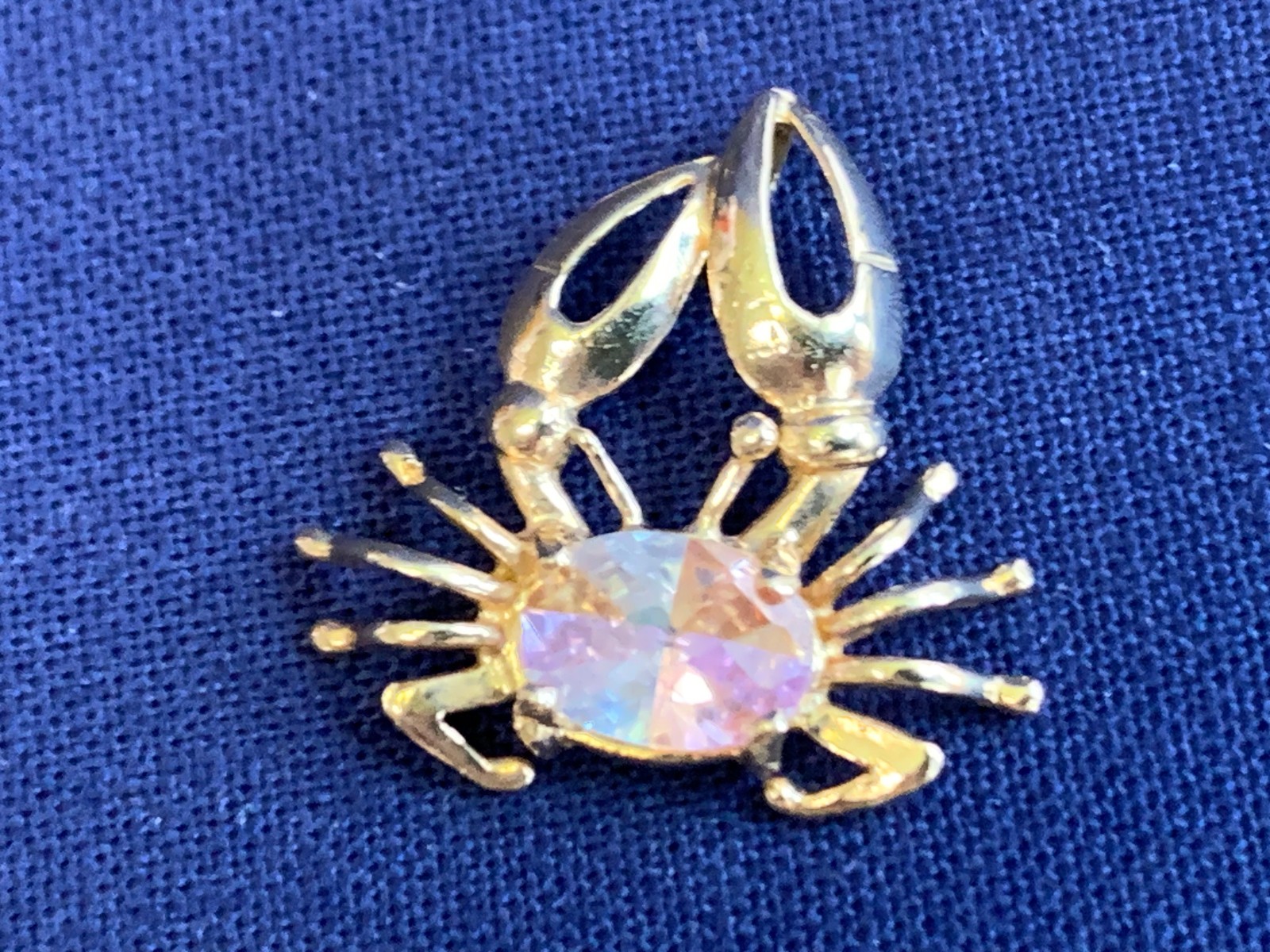 14K Yellow Gold Crab Pendant 1.47g Fine Jewelry Multicolor Stone Charm *READ*