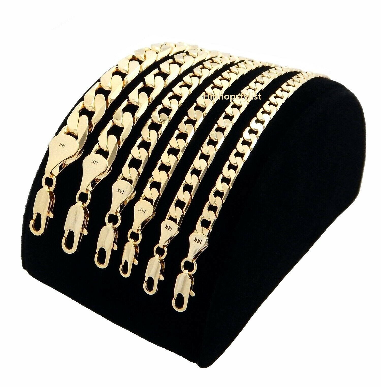 14k Italian Cuban link Chain Necklace 4mm to 12mm Gold Plated 8″ 9″ 20″ 24″ 30″