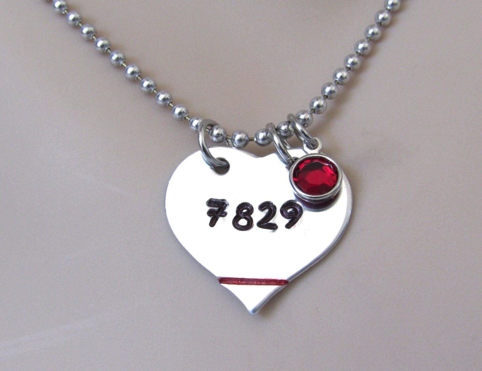Fire Fighter Necklace, Wife, Mom, Daughter Heart Necklace with Badge Number