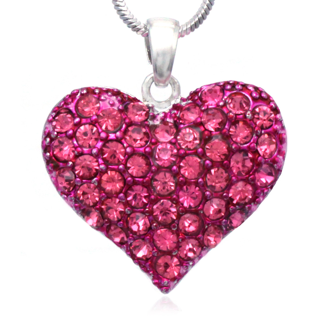 Love Mother’s Day Valentines Day Pink Heart Pendant Necklace Jewelry