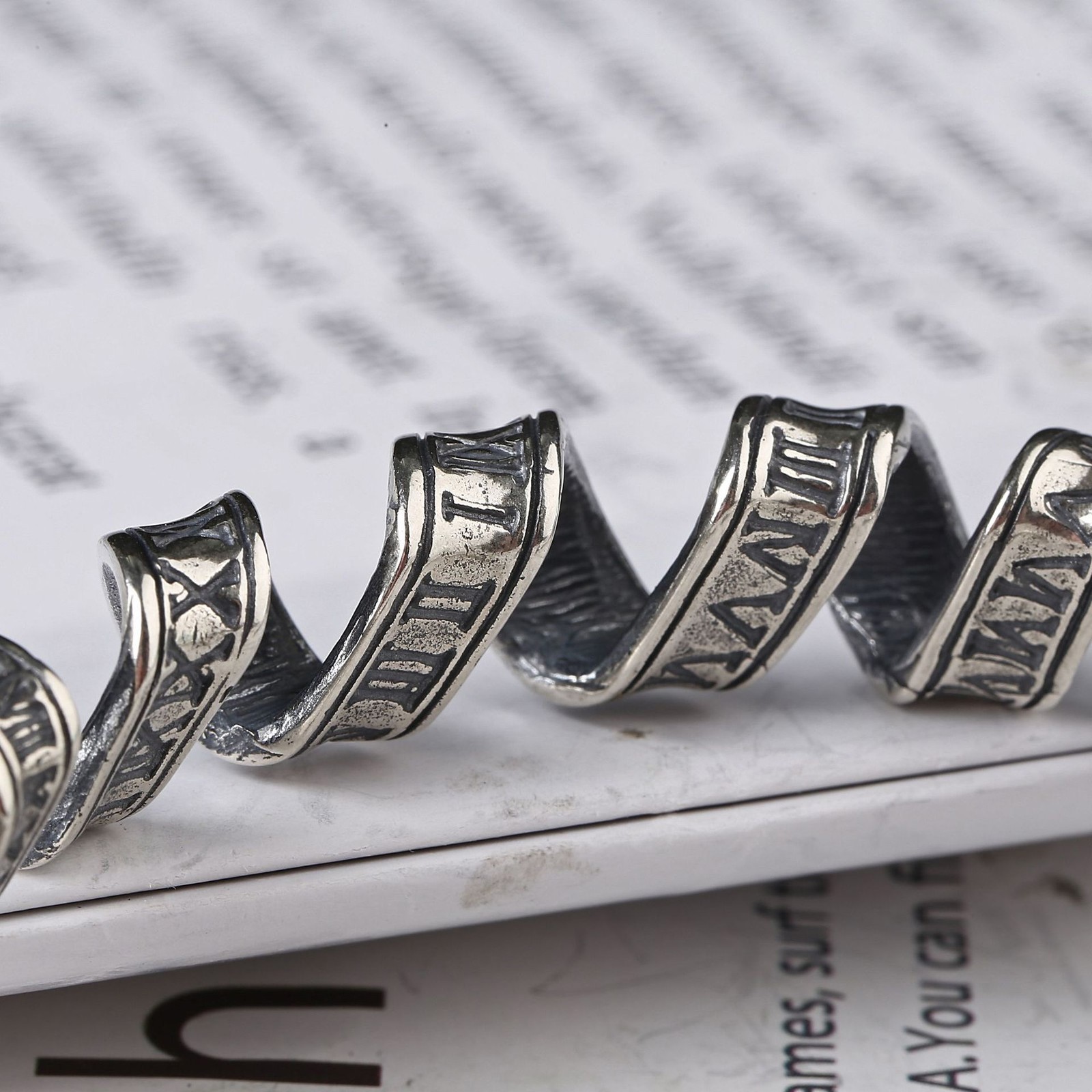 Twist Roman Numeral Cuff Bracelet Unisex Punk Bangle 18g S925 Sterling Silver