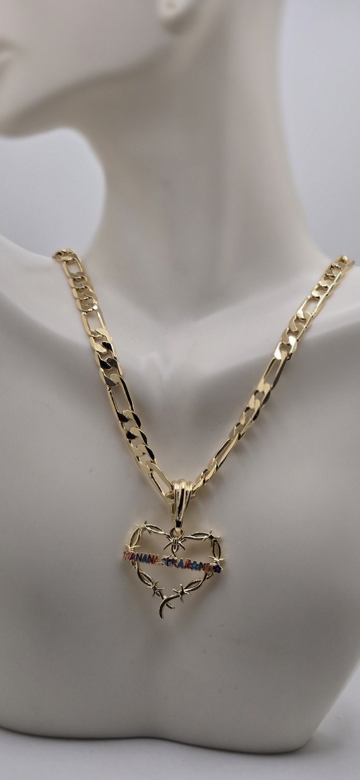 14k Gold Plated Cuban Necklace 24 Inches With Charm