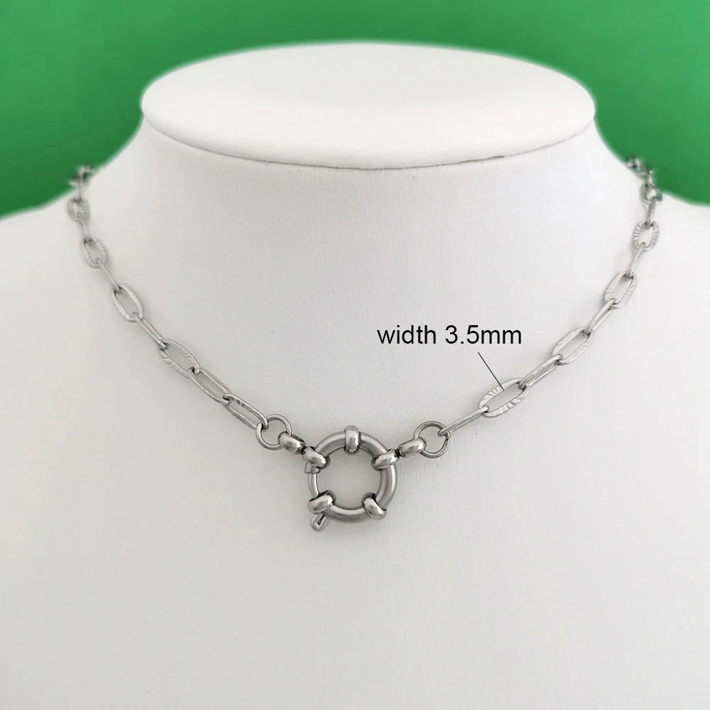 Sailor Clasp Necklace Paperclip Chain Stainless Steel Gold Color Women Jewelry
