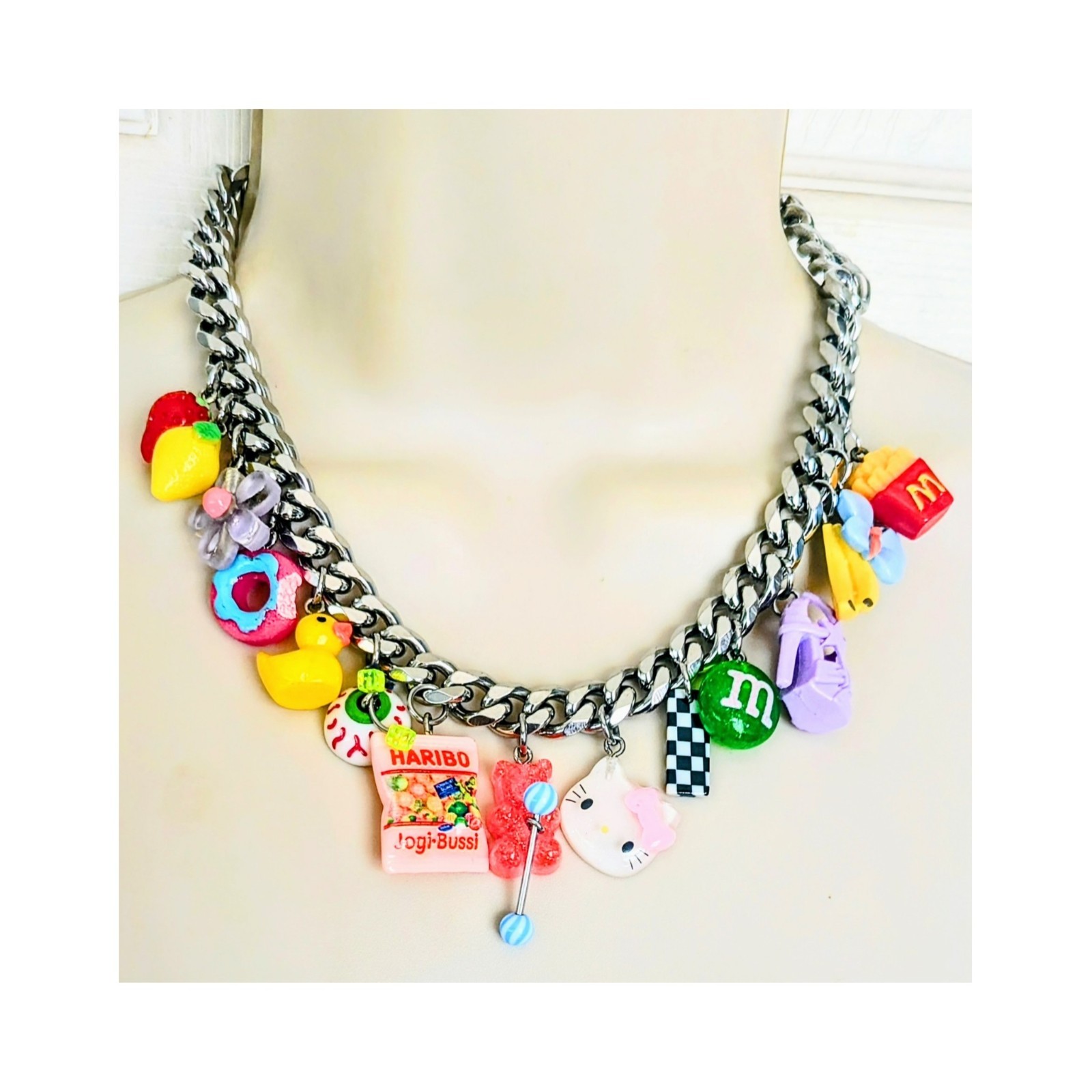 POP CULTURE Stainless Steel Chain Nostalgia Charm Necklace 17-20″