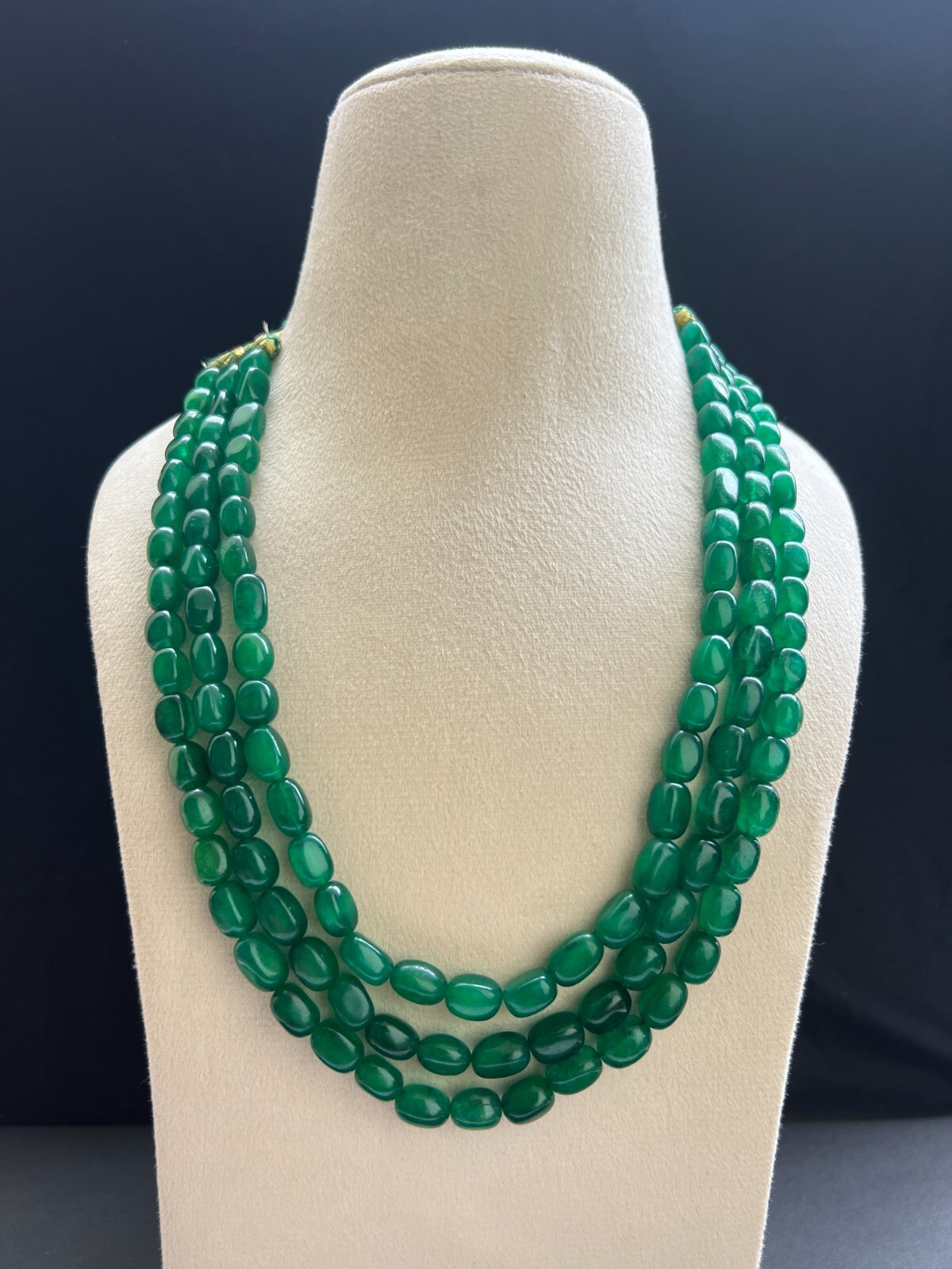 Natural Beryal oval 3 Layer Heishi Beads Necklace 18″ Handmade Layered Jewelry