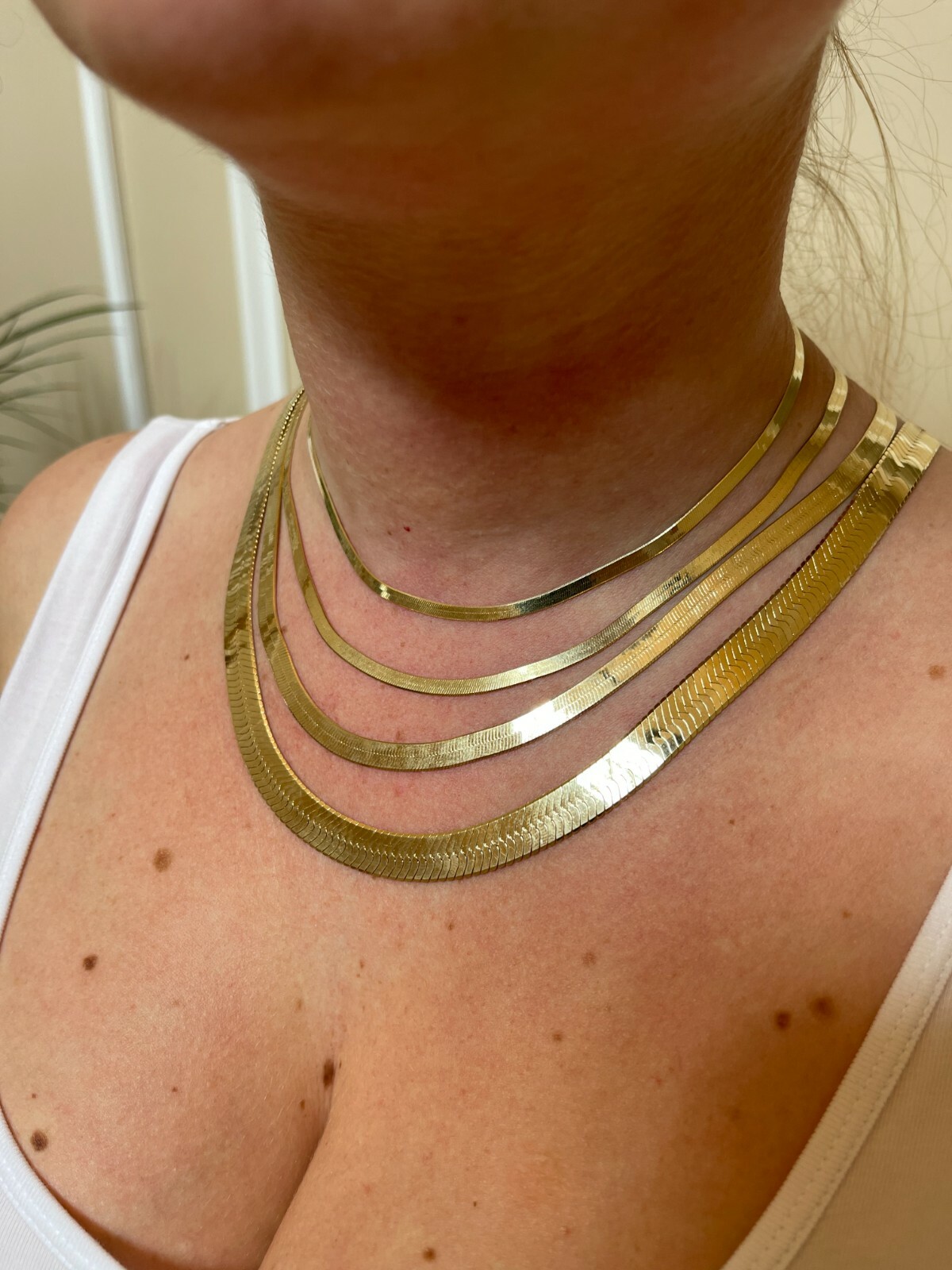 14k Gold Plated Solid 925 Sterling Silver Herringbone Chain Necklace Braid 3-9mm