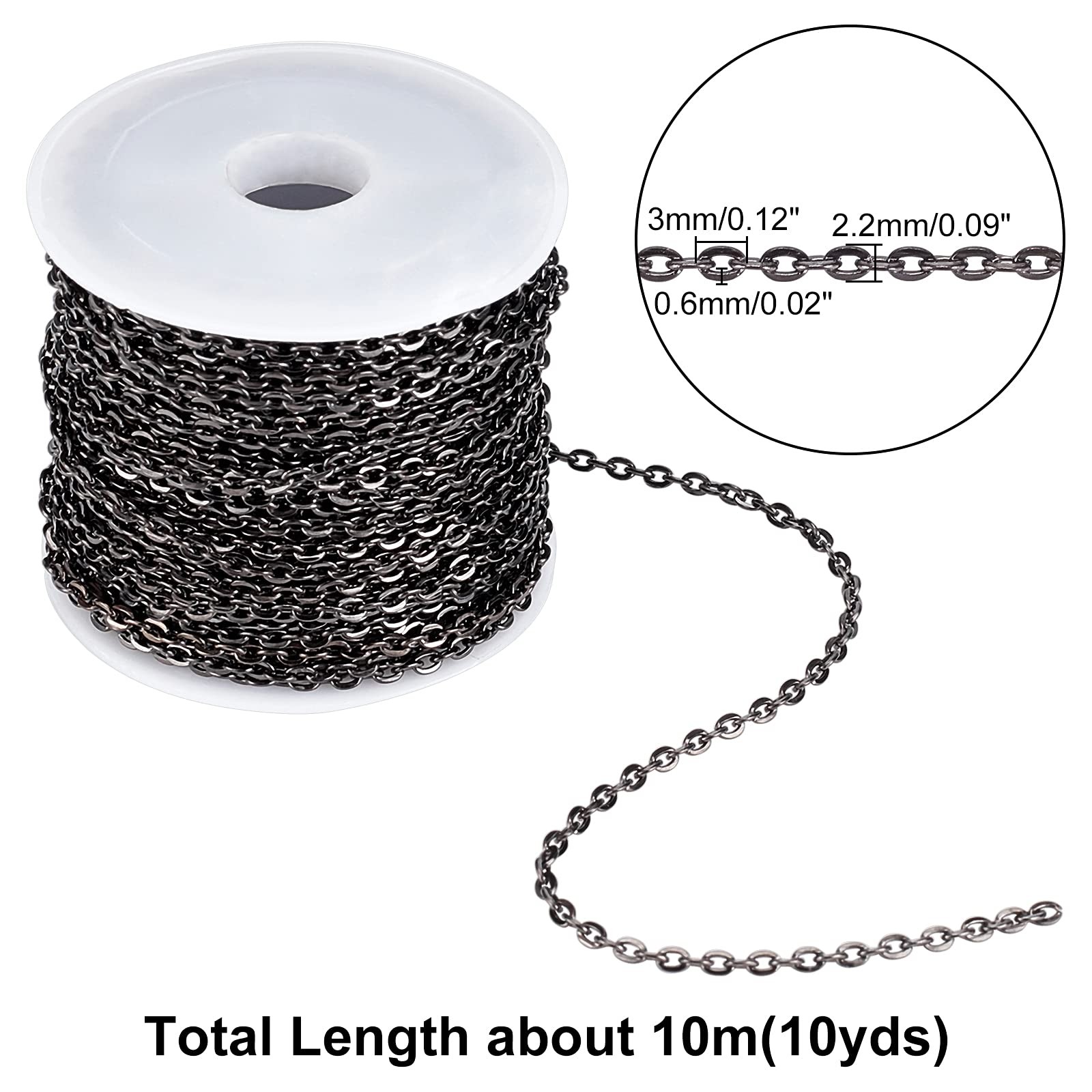 33 ft Necklace Chains 2.2mm Black Iron Cross Chains Link Flat O-Shaped Cable …