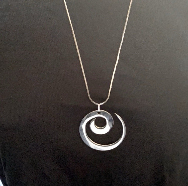 Stainless Steel Open Spiral Wave Pendant Necklace Modern Minimalist Art Festival