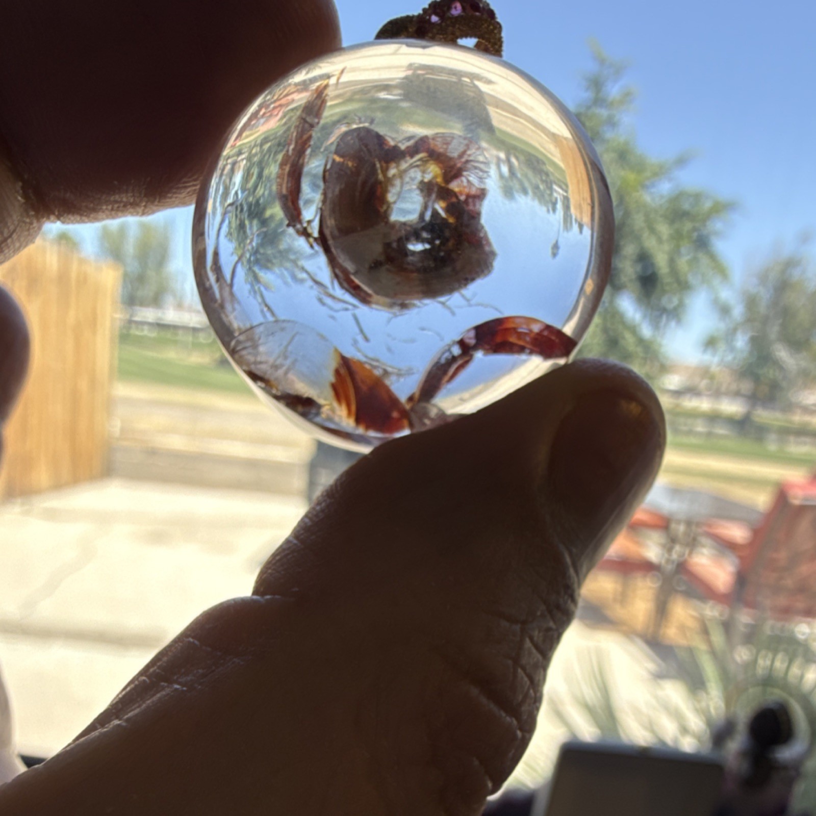 Natural Golden healer quartz pendant with a natural rose figure and 925 bail