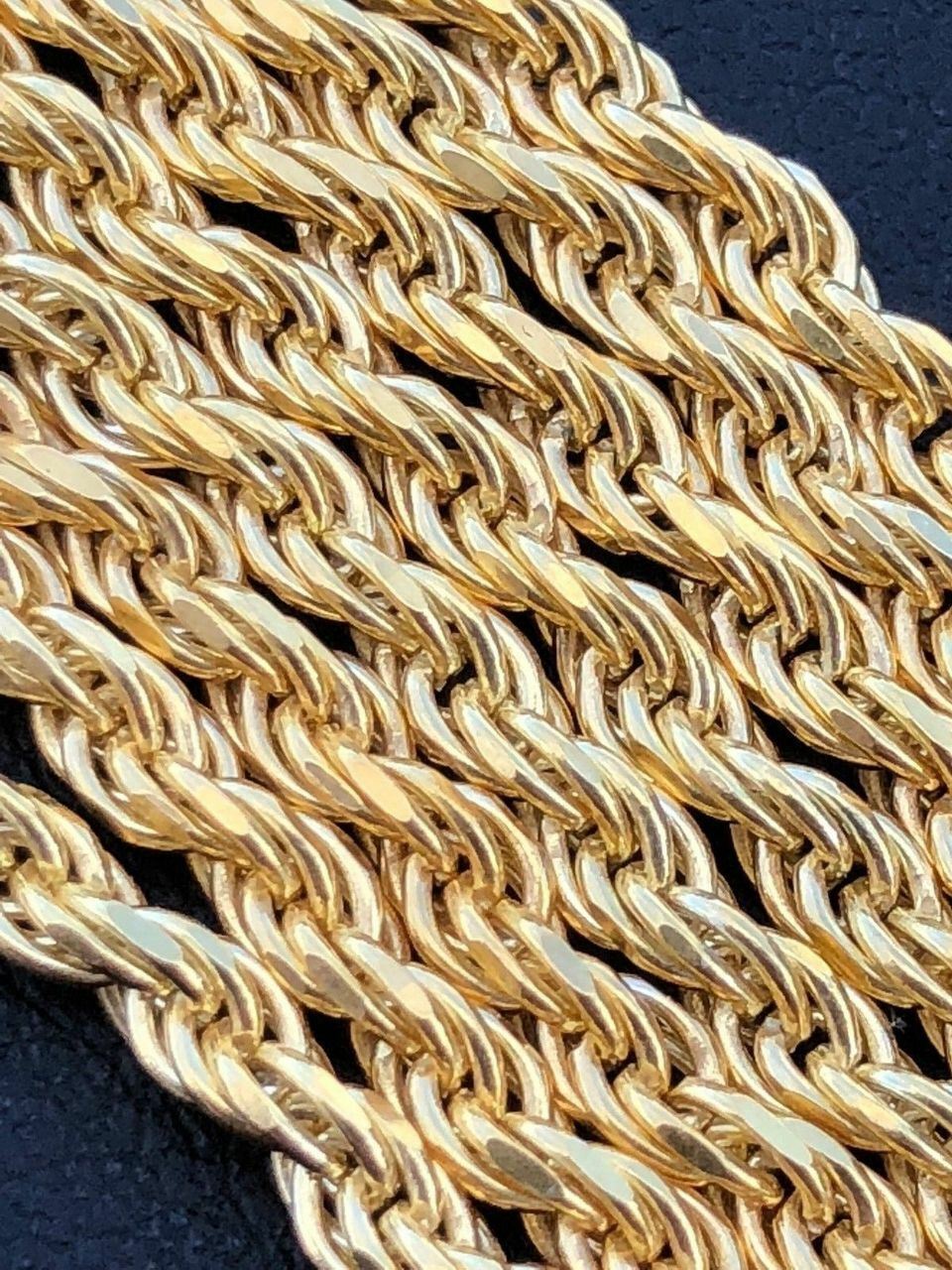 Rope Chain 14K Gold Plated Solid 925 Silver MADE IN ITALY Men’s Women’s 2.5mm