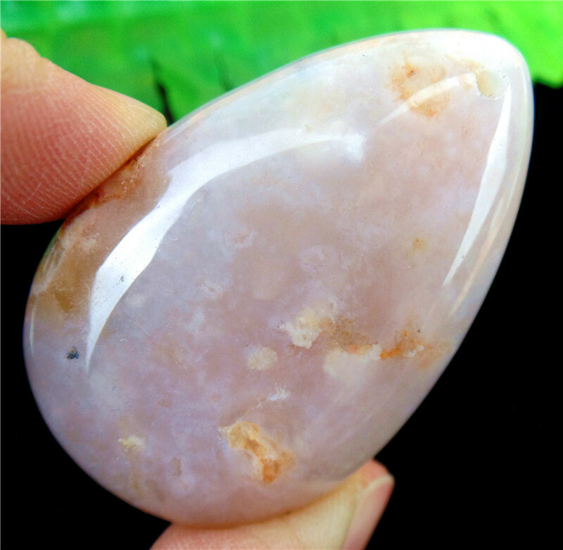 47x31x7mm Natural Cherry Blossom Agate Crystal Teardrop Pendant Bead EA85611