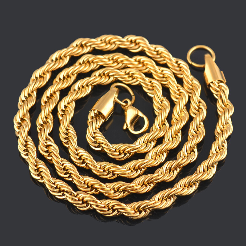 HEAVY 6MM THICK GOLD FILLED 18K Italy solid Rope necklace 22″ chain men women