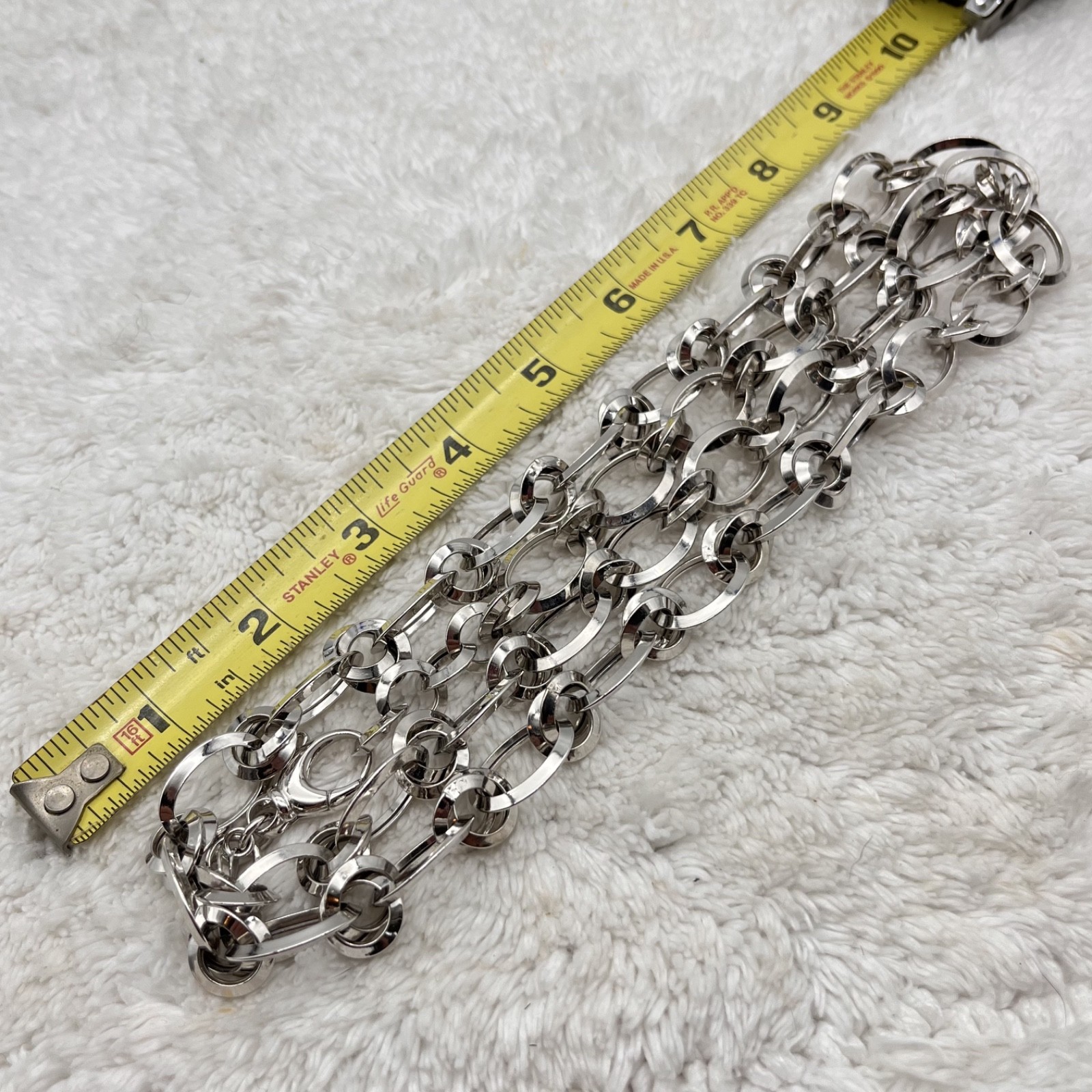 Bronze Milor Italy Necklace Chunky Oval Link Chain Silver Tone LONG 36″