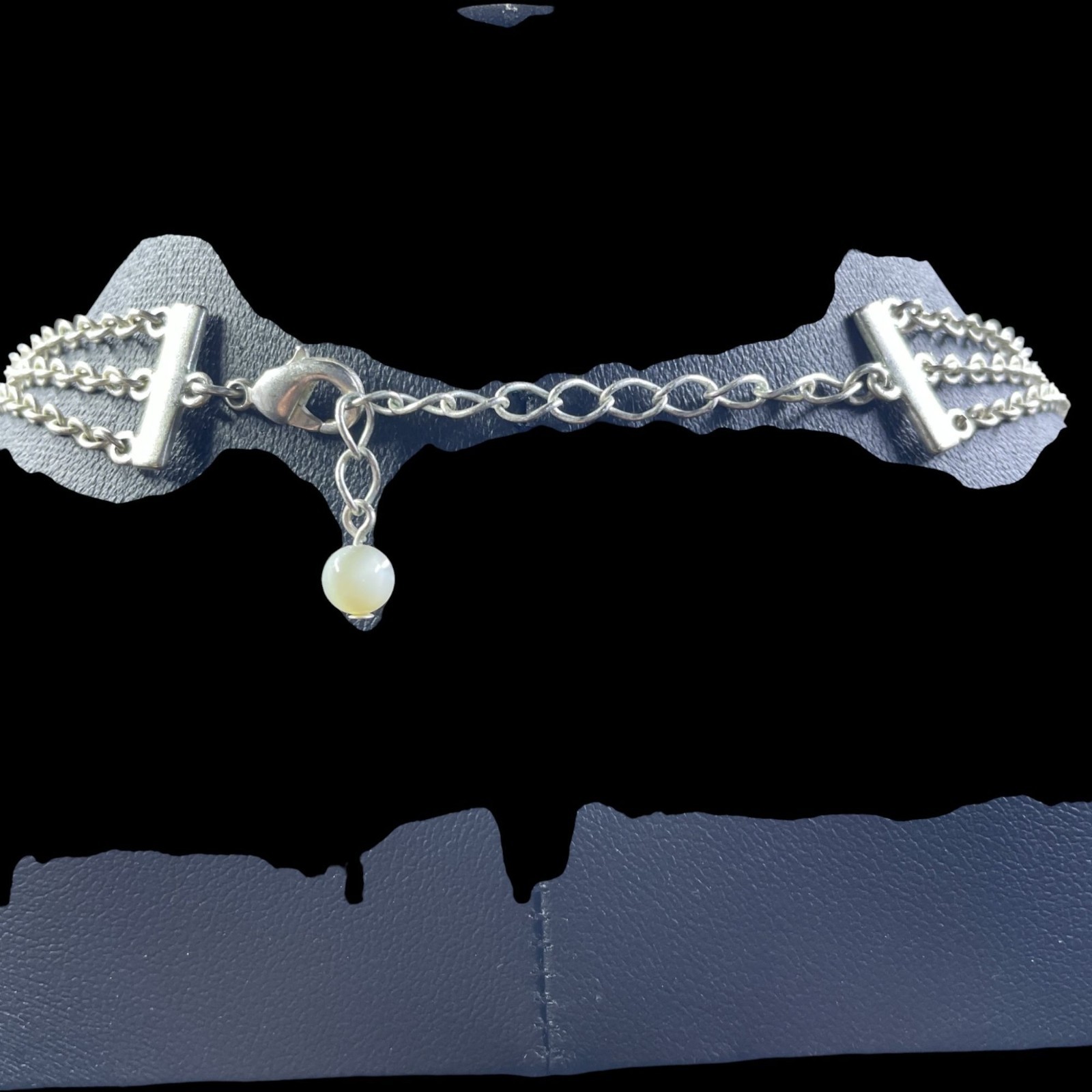 Boho Mermaidcore Layered Gemstone Dangle Necklace Silver Tone Coastal Resort