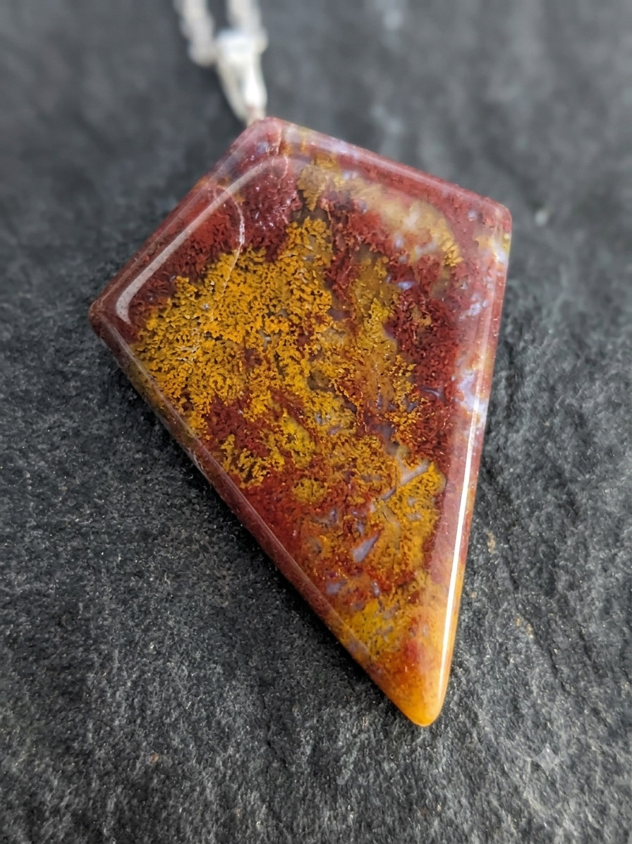 Natural Red Jasper Geometric Kite Pendant Necklace