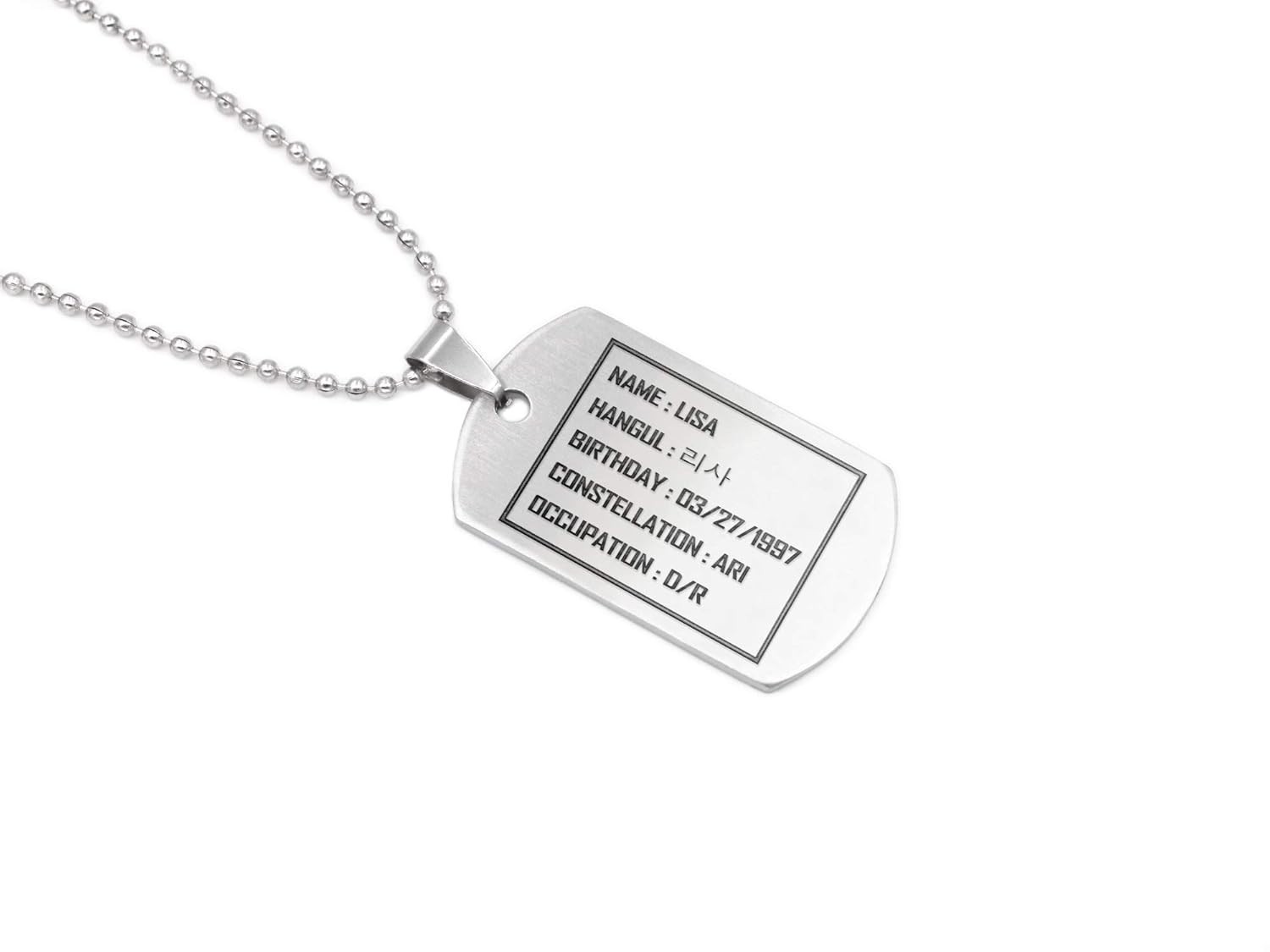 BLACKPINK Lisa Inspired Stainless Steel Dog Tag Necklace KPop Fan Pendant Gift