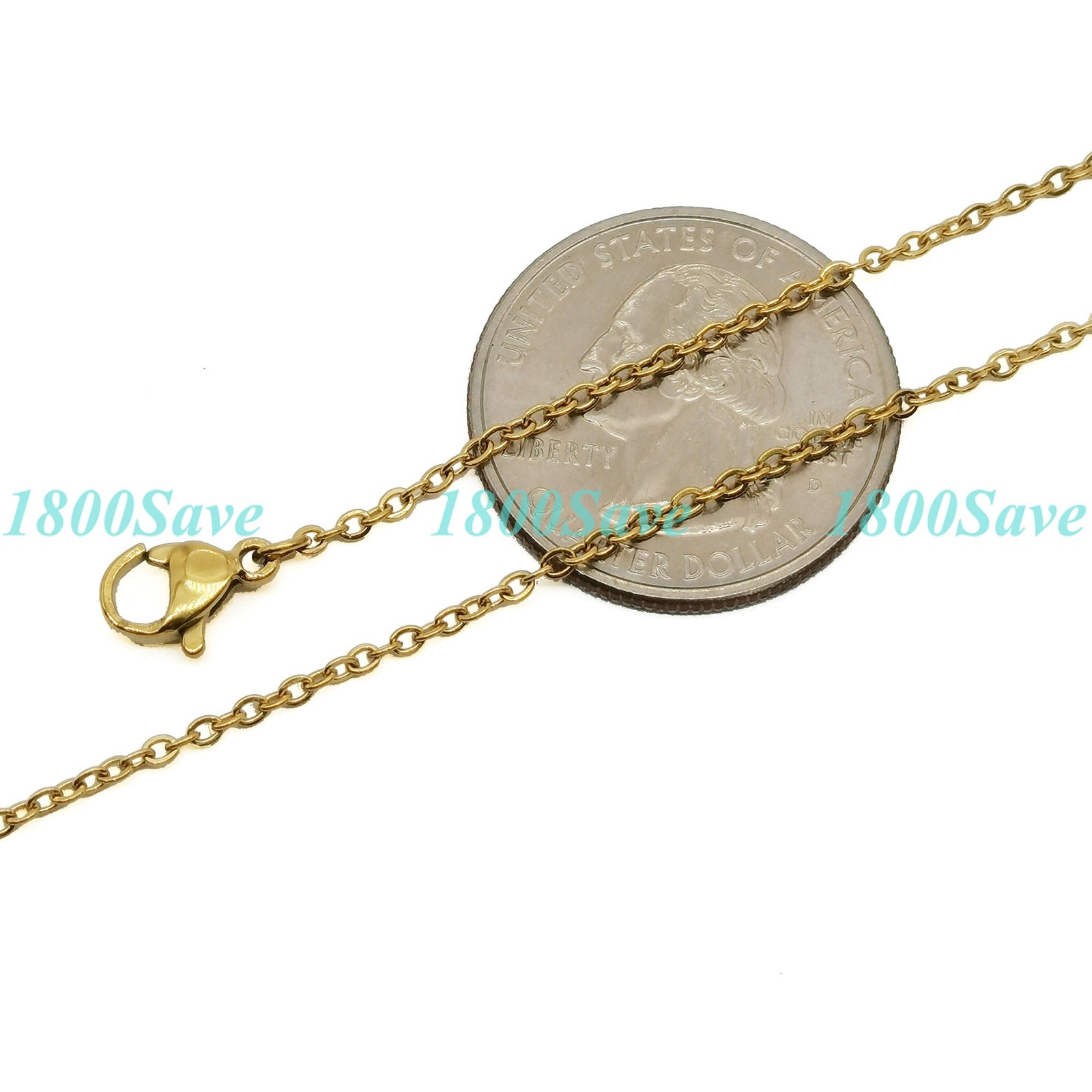 Genuine 18K Gold Filled Hypoallergenic 1.5mm Thin Rolo Cable Chain Necklace N076