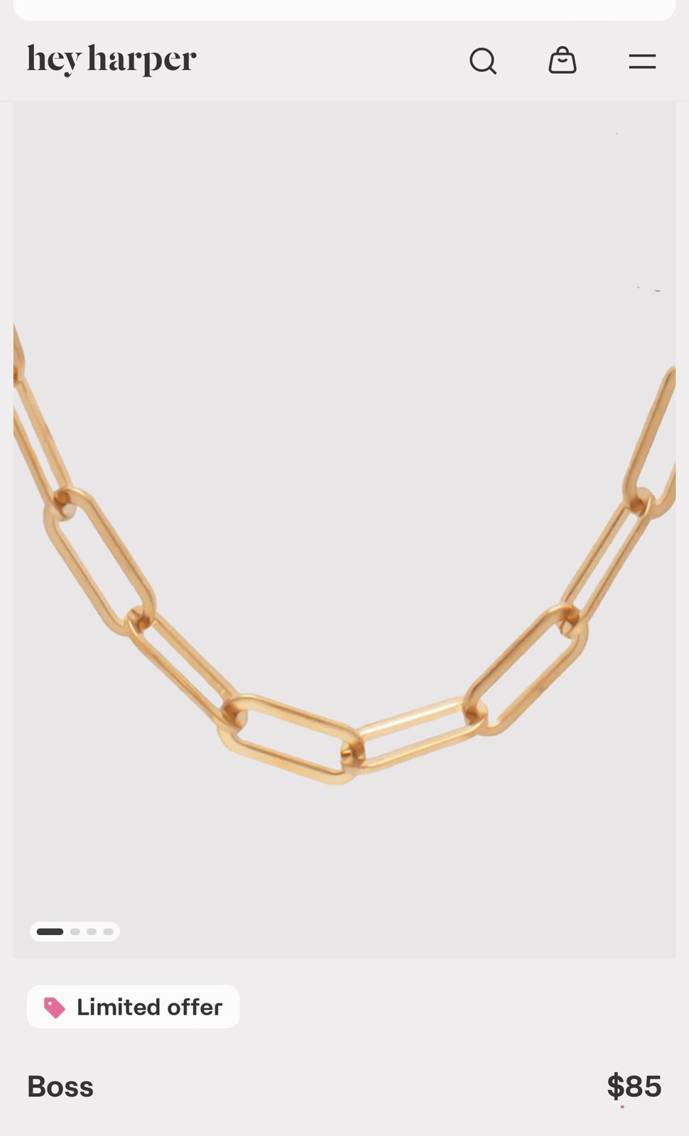 NWT 🌺 Hey Harper ‘Boss’ Gold Paperclip Chain Necklace (Length: 41cm-46cm) $85