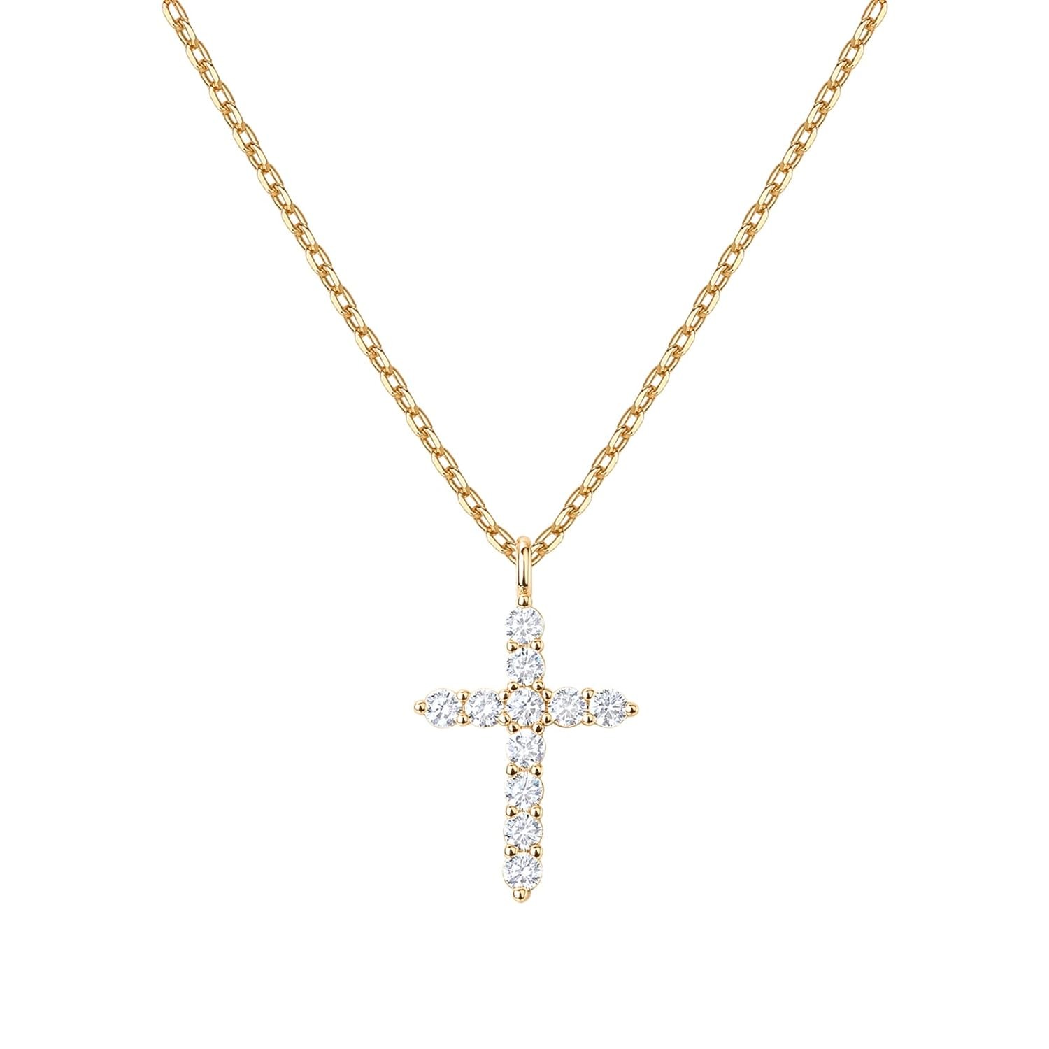 PAVOI 14K Gold Plated Cubic Zirconia Cross Necklace for Women | Cross Faith Pend