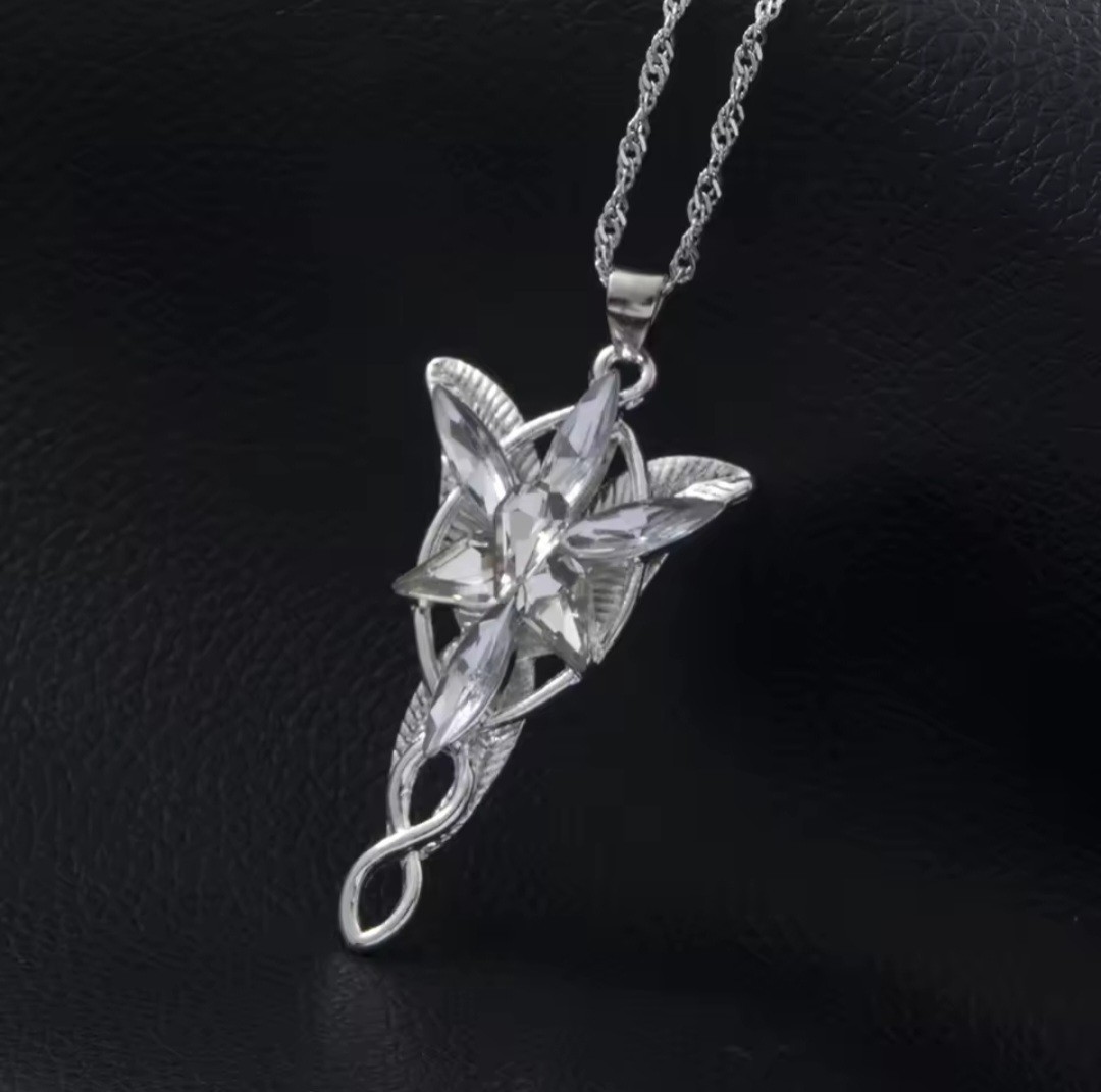 Lord Of the Rings Evenstar Silver Necklace Arwen Aragorn Elven LOTR + Gift Bag