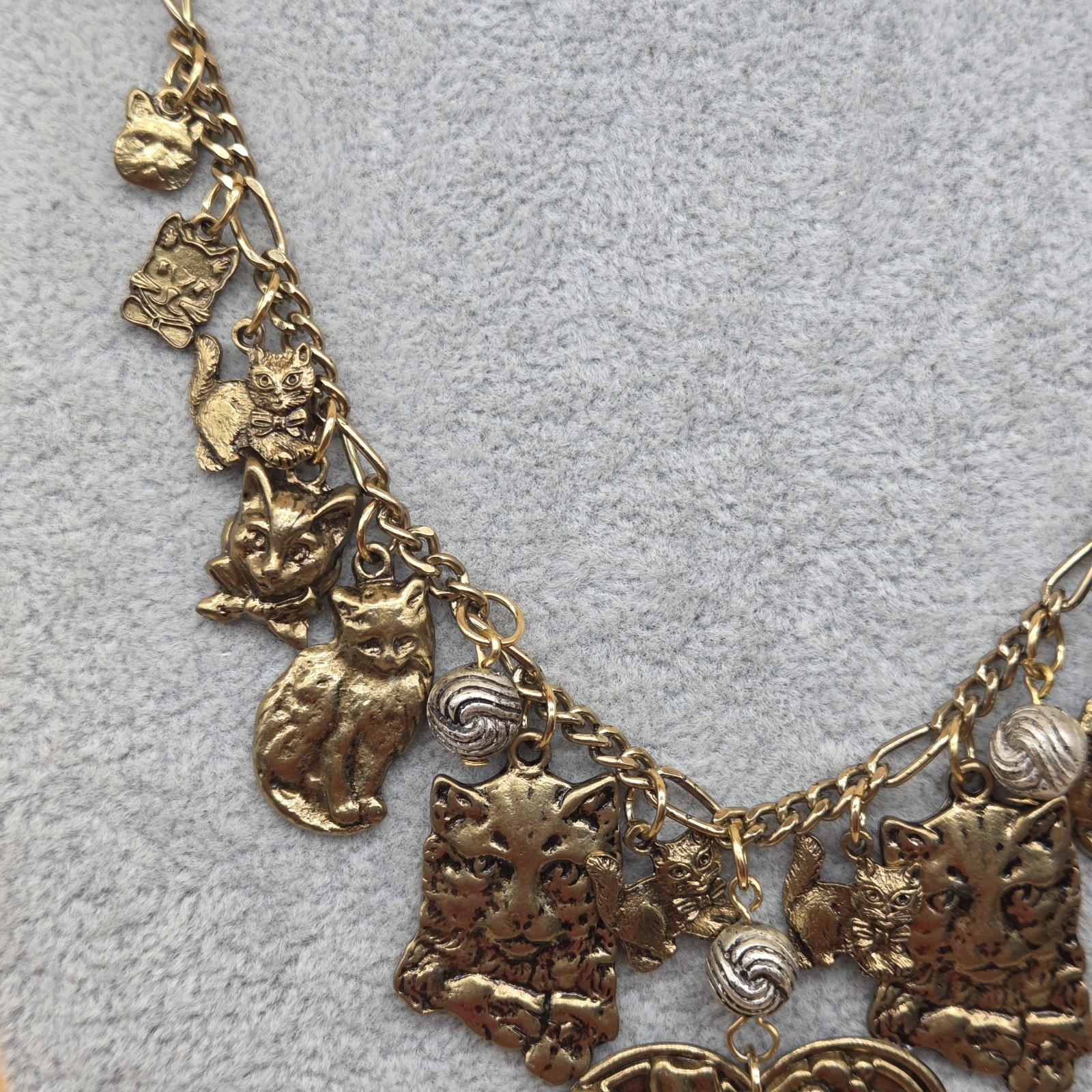 Cats Charms Pendant Style Heart Ribbon Flower Chain Necklace