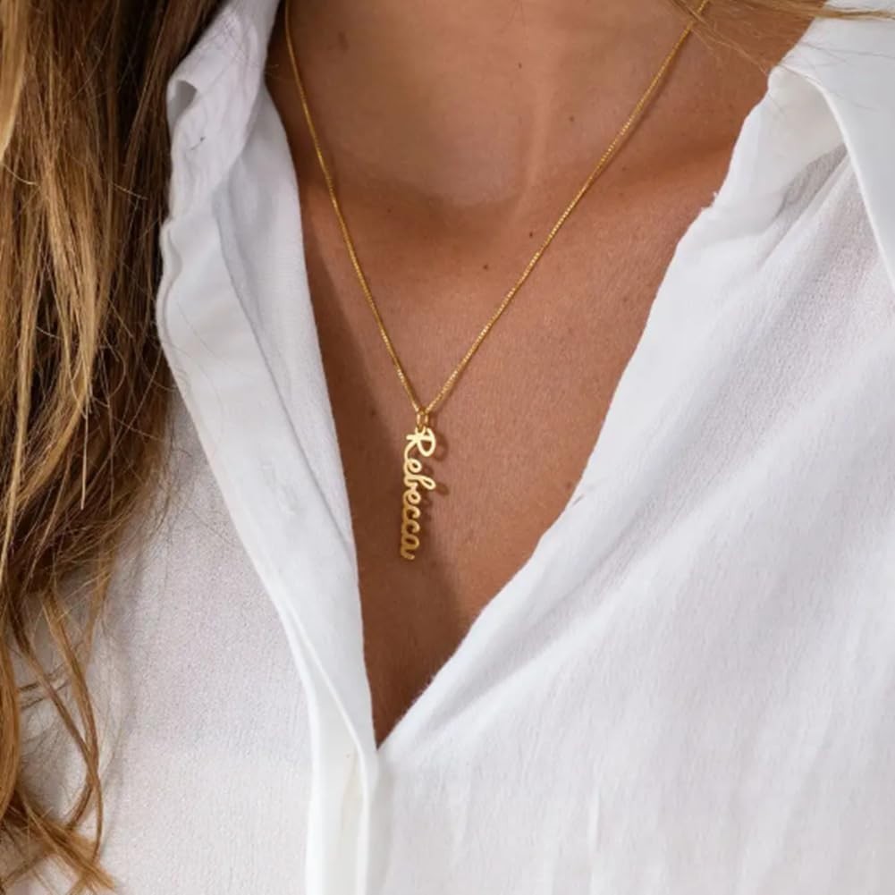 Personalized Vertical Name Necklace Pendant for Couple Custom Made with Any Name