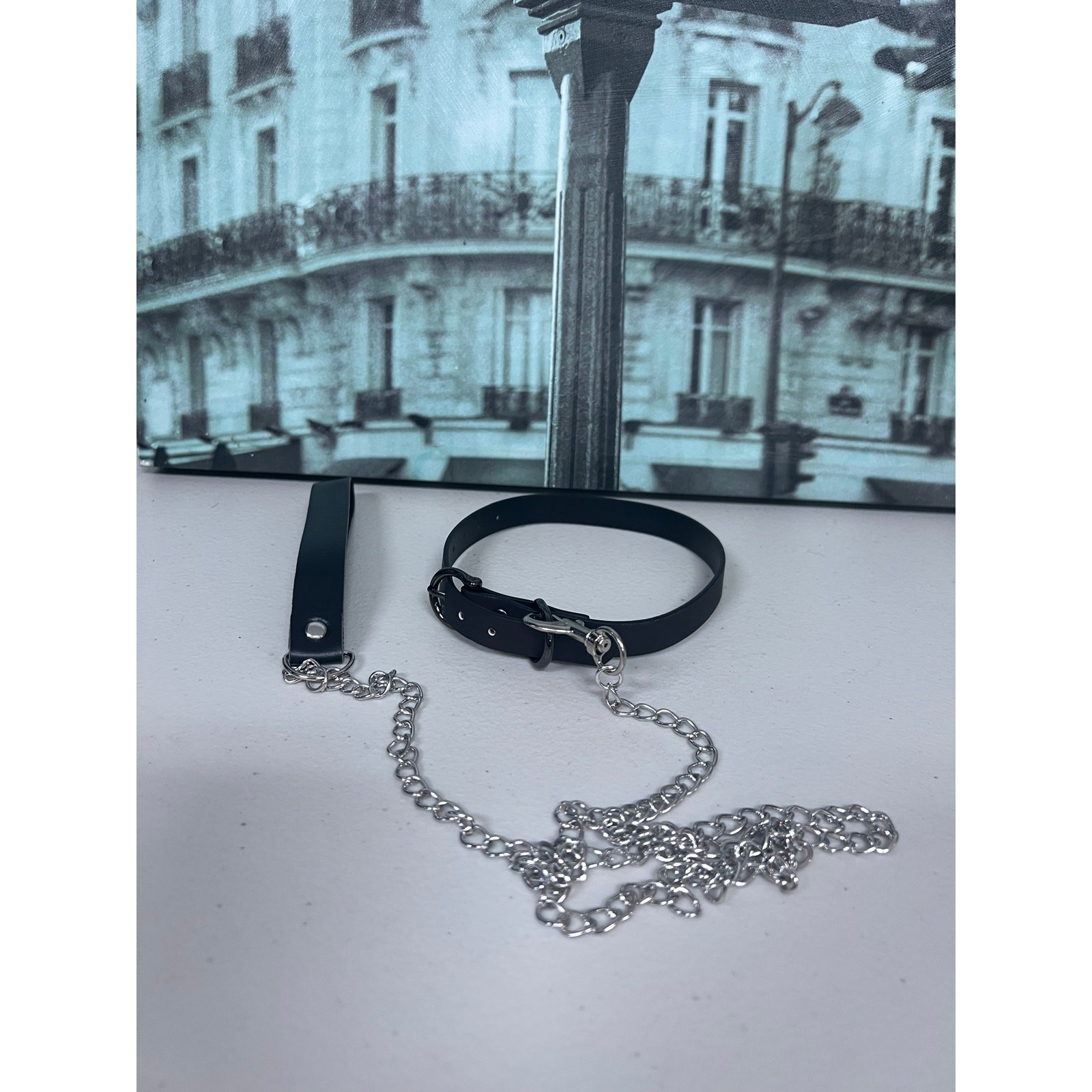 Gothic Thermochromic Faux Leather Choker with Detachable Leash