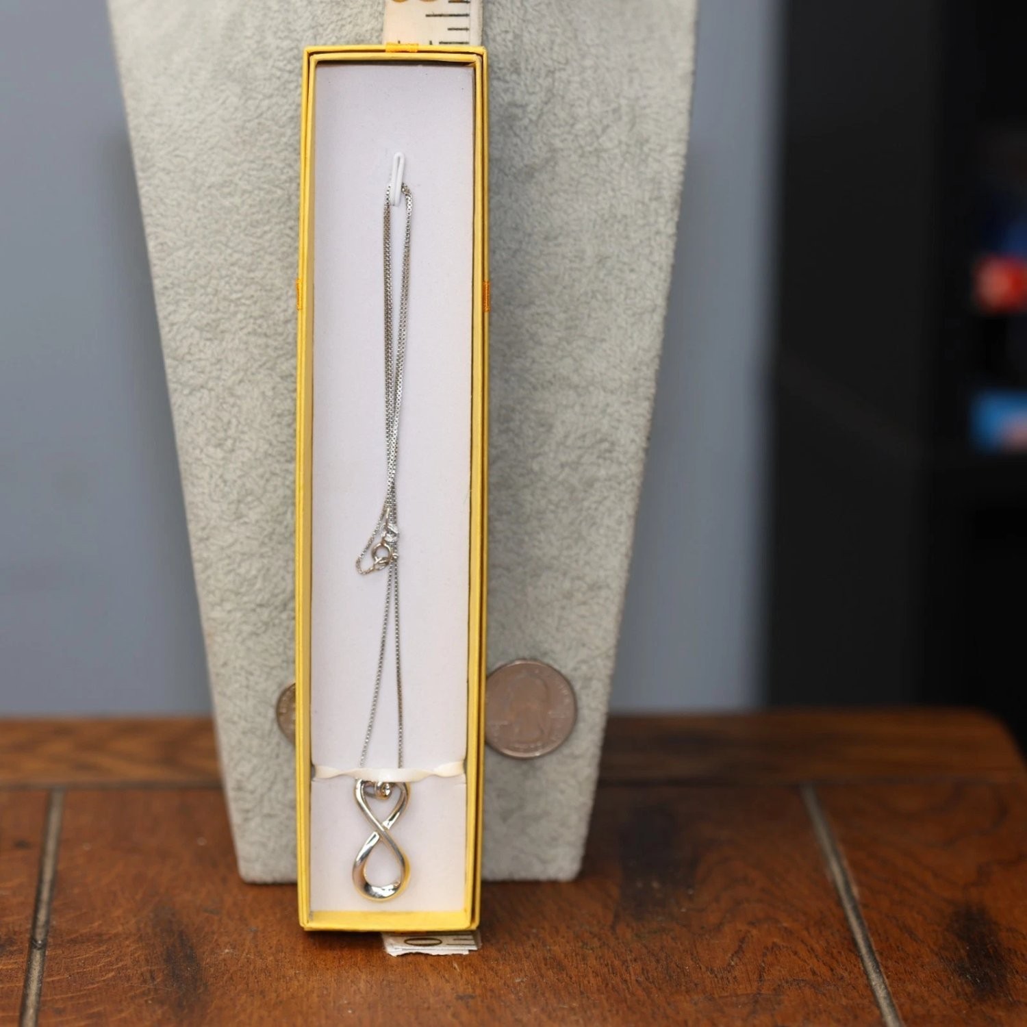 Sterling Silver Infinity Heart Pendant Necklace 925 Italy Box Chain 18″ 5.3g