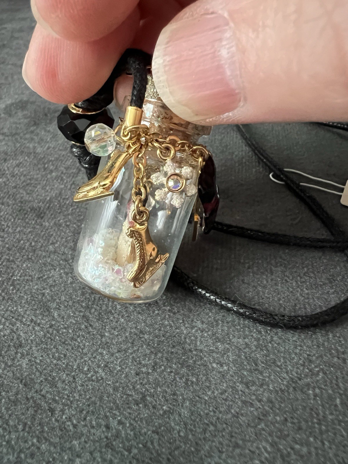 Kirks Folly Snowman In A Bottle Winter Charm Cord Necklace w/ Box & Tag