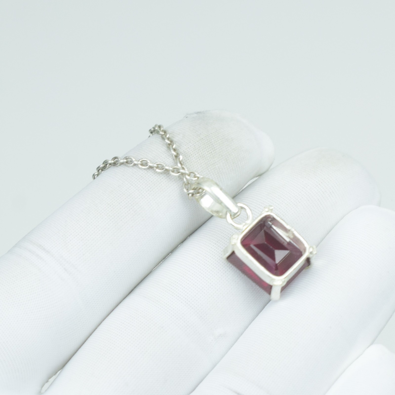 Natural Red Ruby Necklace, Vintage Healing Ruby Sterling Pendant, July Gift 18Ct