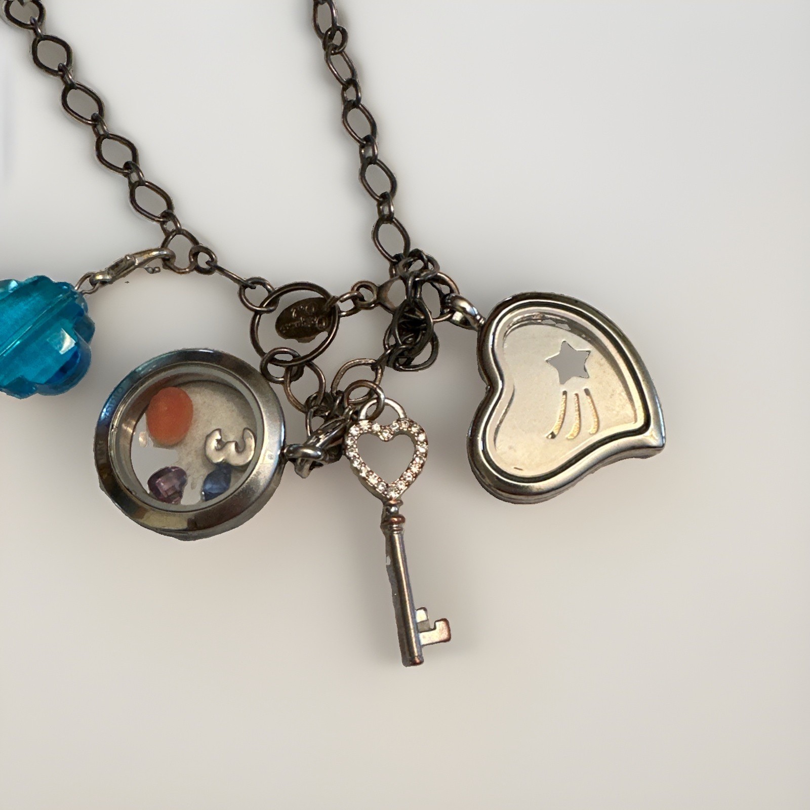 Origami Owl Floating Locket Necklace Set Retired Summer Beach Charms Cameo #3
