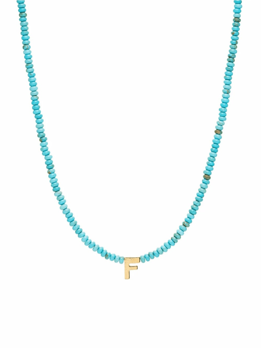 F – Initial Turquoise Beaded Necklace by Mayamar