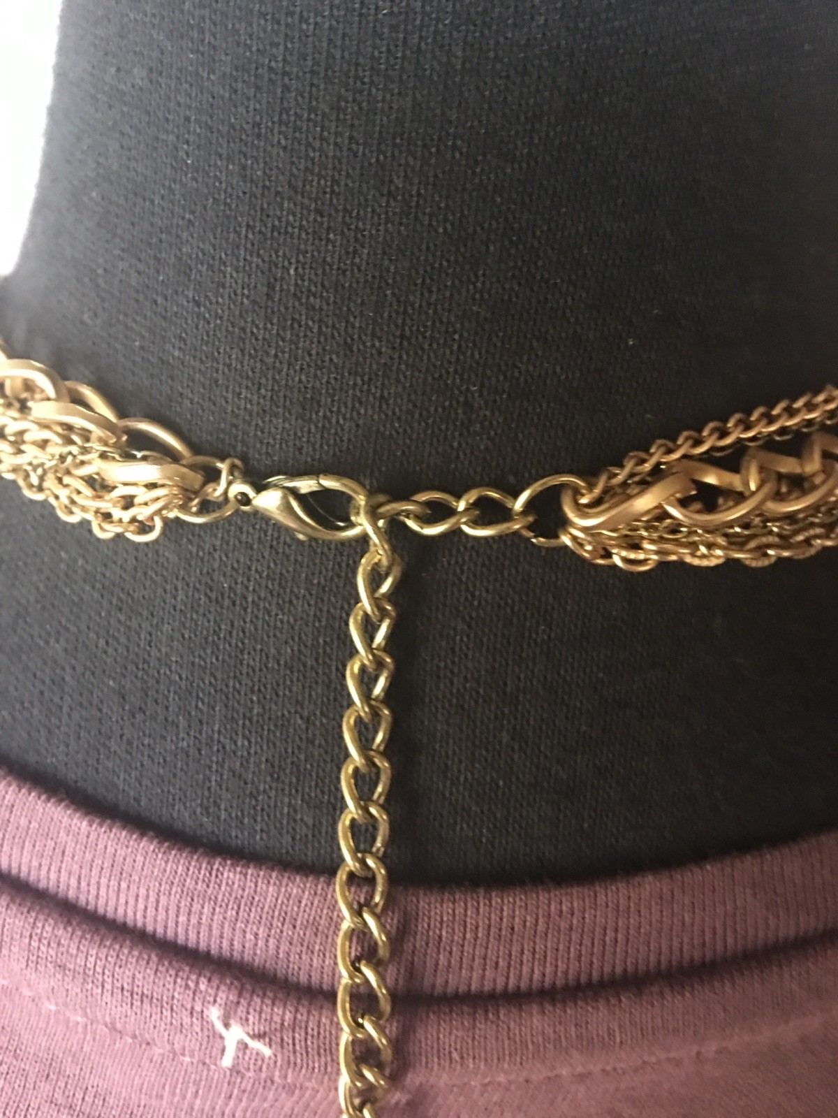 Hot Pink And Gold Multi Strand Chain Necklace Retail $24.99-New