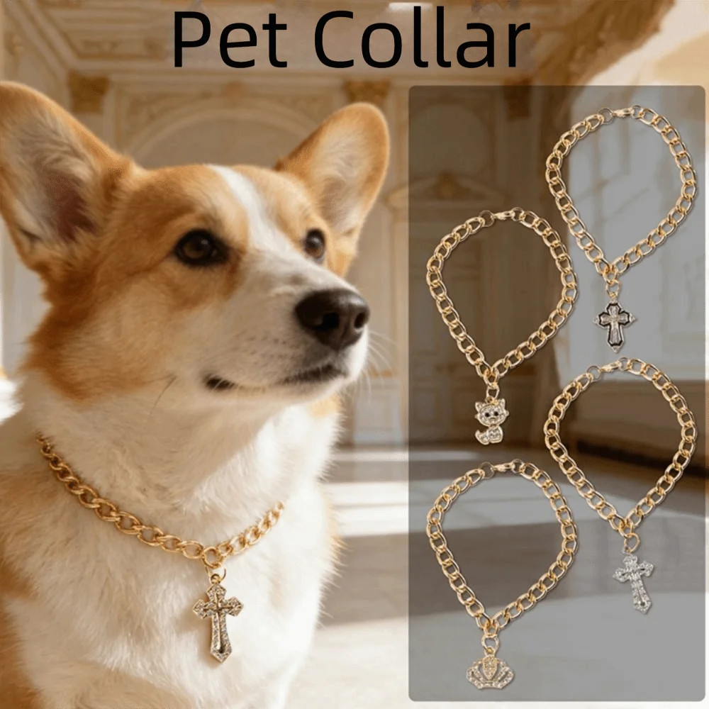 Cute Fancy Zircon Cross Pendant Medium Cosplay Design Pet Adjustable Dog Accesso