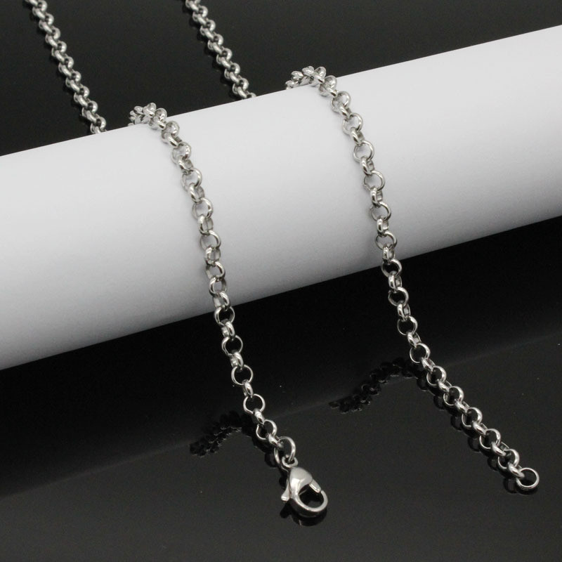 5pcs 3mm/4mm Stainless Steel Rolo Chain Necklace for Women Men Jewelry Pendant