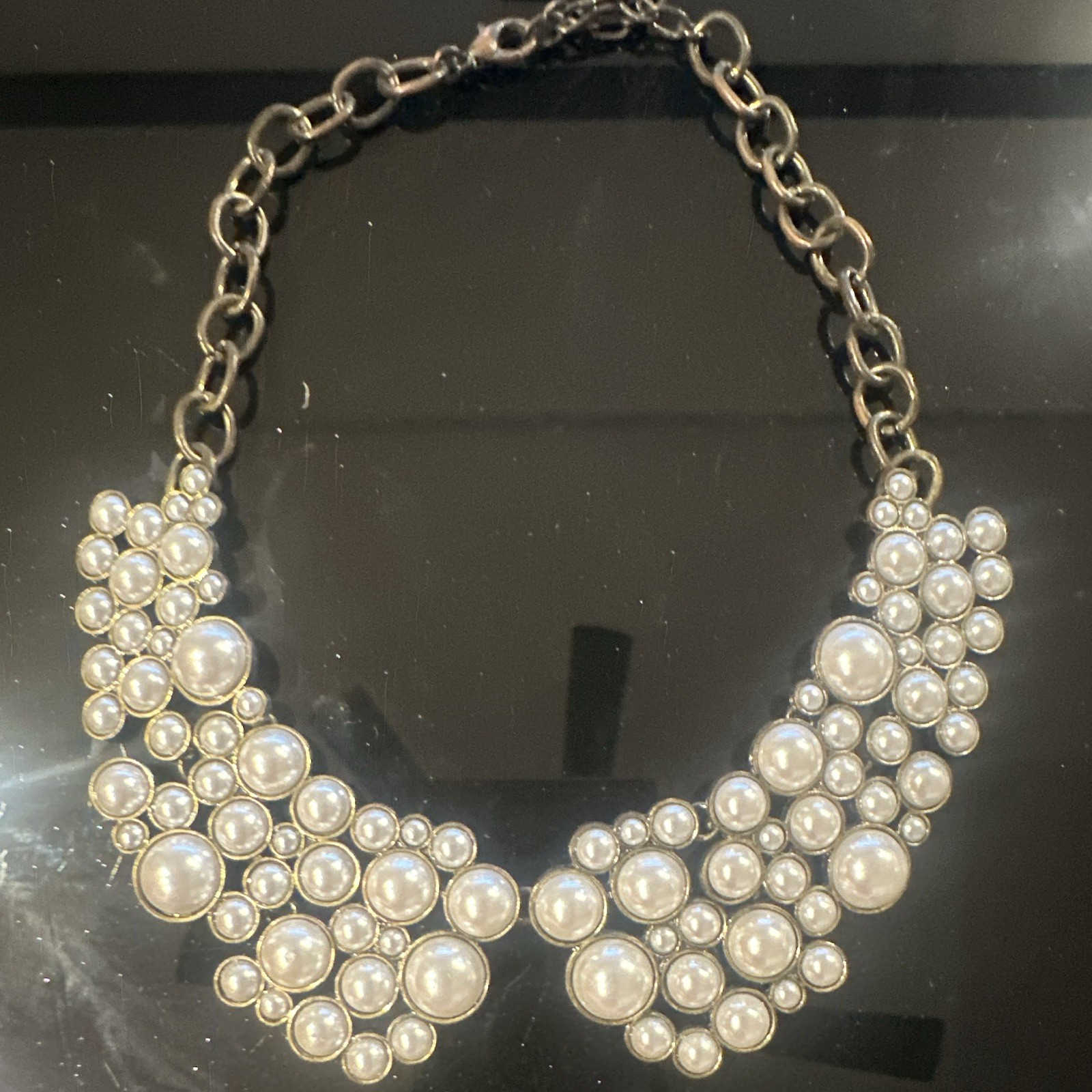 SUGARFIX by BaubleBar Faux Pearl Statement Collar Necklace, bronze Tone