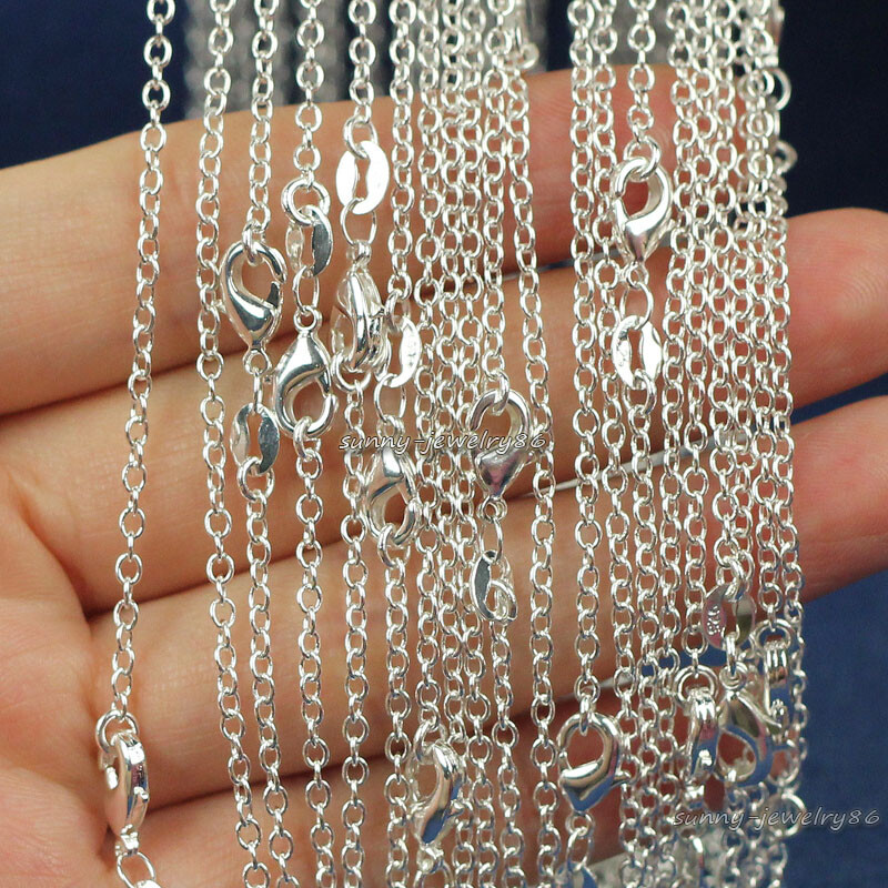 Wholesale 10pcs 2mm 925 Solid Sterling Silver Plated “O” Chain Necklace 16″-30″