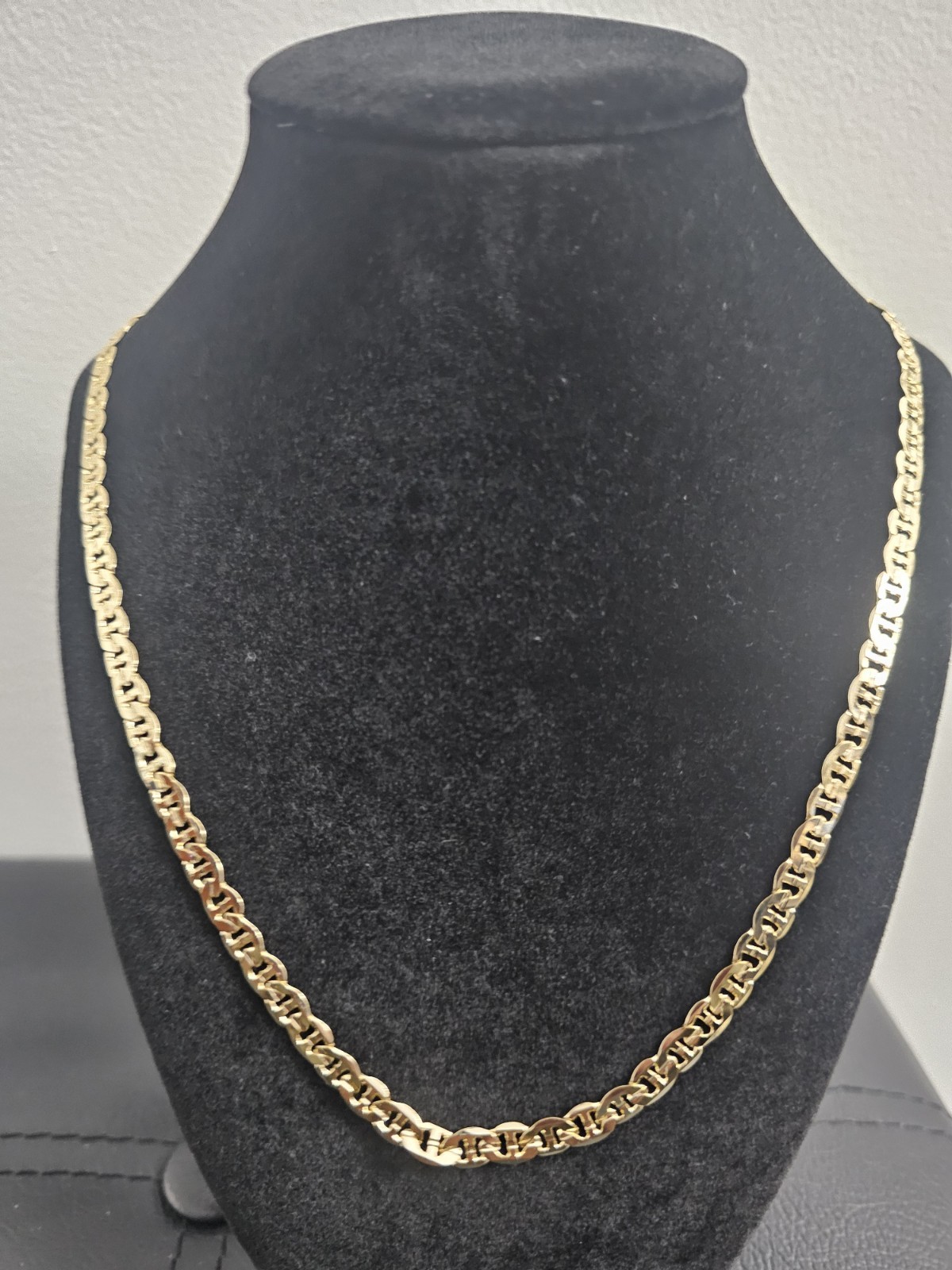 20in.14k Gold-Plated on brass- 6.5mm Diamond cut MARINER Chain Necklace