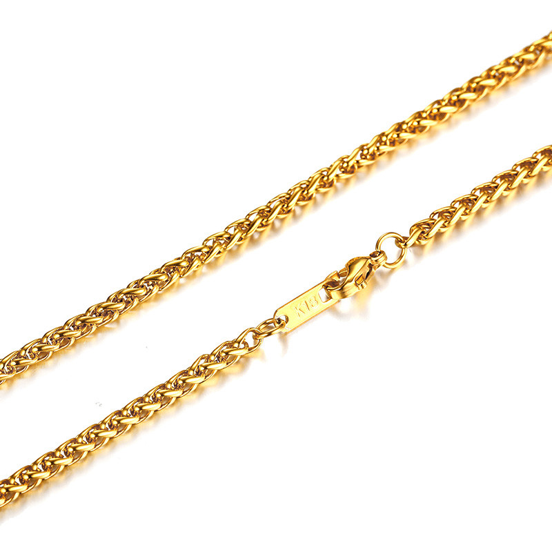Gold Men Necklace Chain Snake Rolo Cable Curb Link Stainless Steel 24″ w/18K Tag