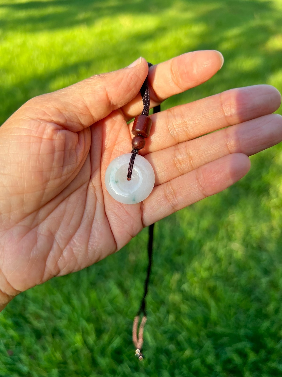 Icy Green 100% Natural Grade A Jadeite Jade PingAn Pendant Necklace H67 2