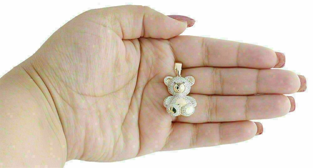 2.00Ct Round Cut Moissanite Teddy Bear Charm Pendant In 14k Yellow Gold Plated